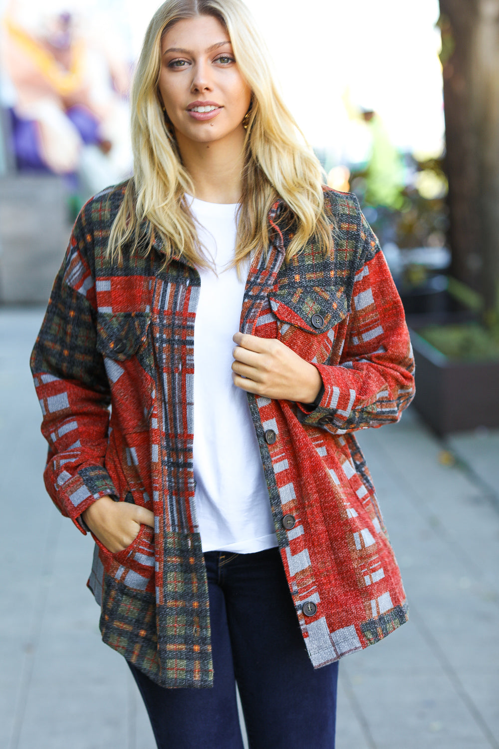 All I Have Plaid Jacquard Oversize Shacket