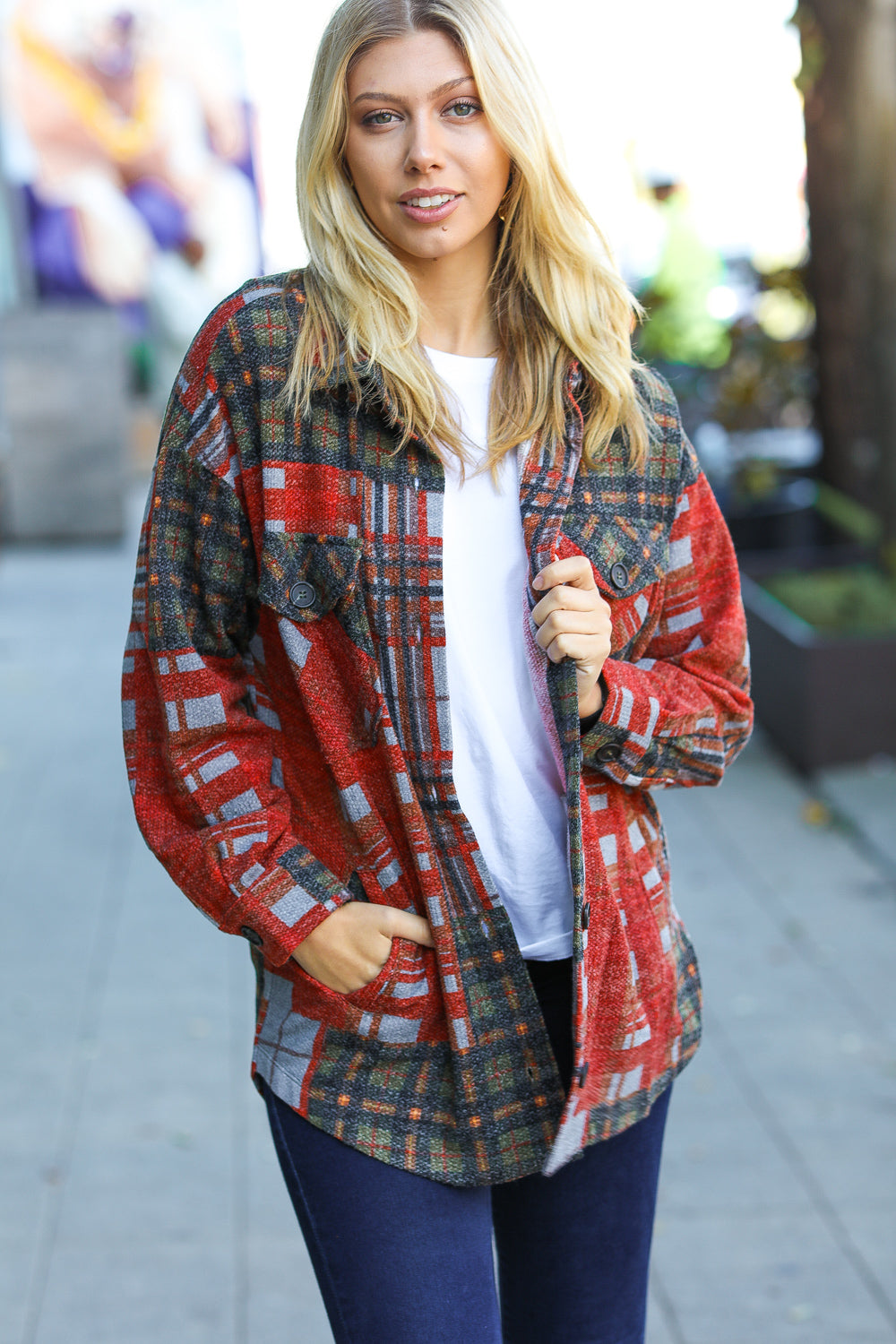 All I Have Plaid Jacquard Oversize Shacket