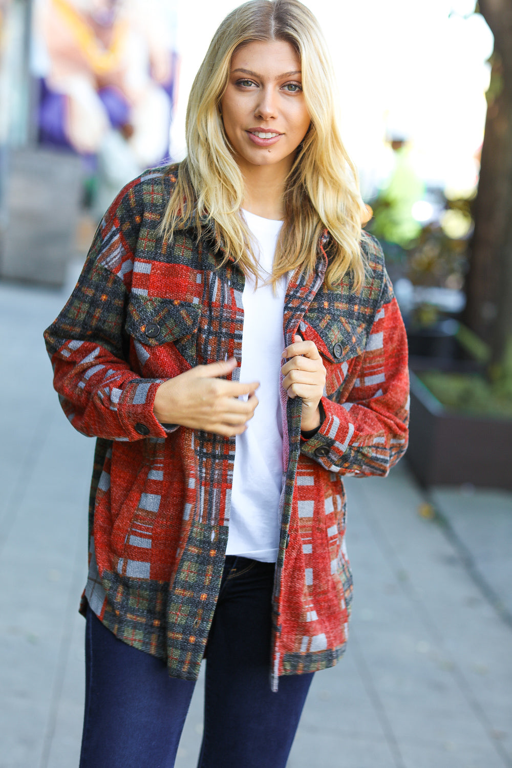 All I Have Plaid Jacquard Oversize Shacket
