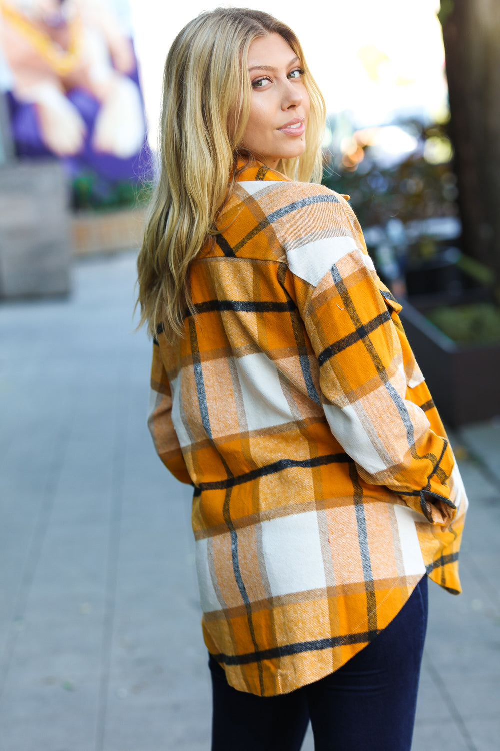 Weekend Ready Plaid Flannel Oversized Shacket • Butterscotch