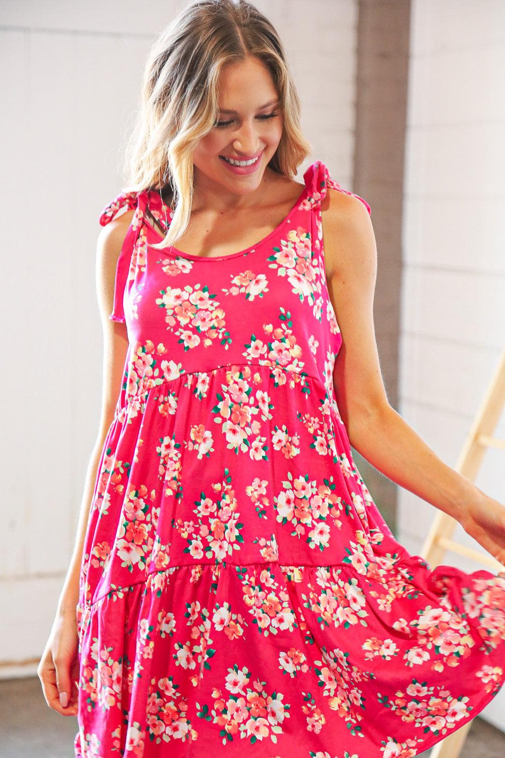 Fun Times Tiered Dress • Hot Pink - Atomic Wildflower