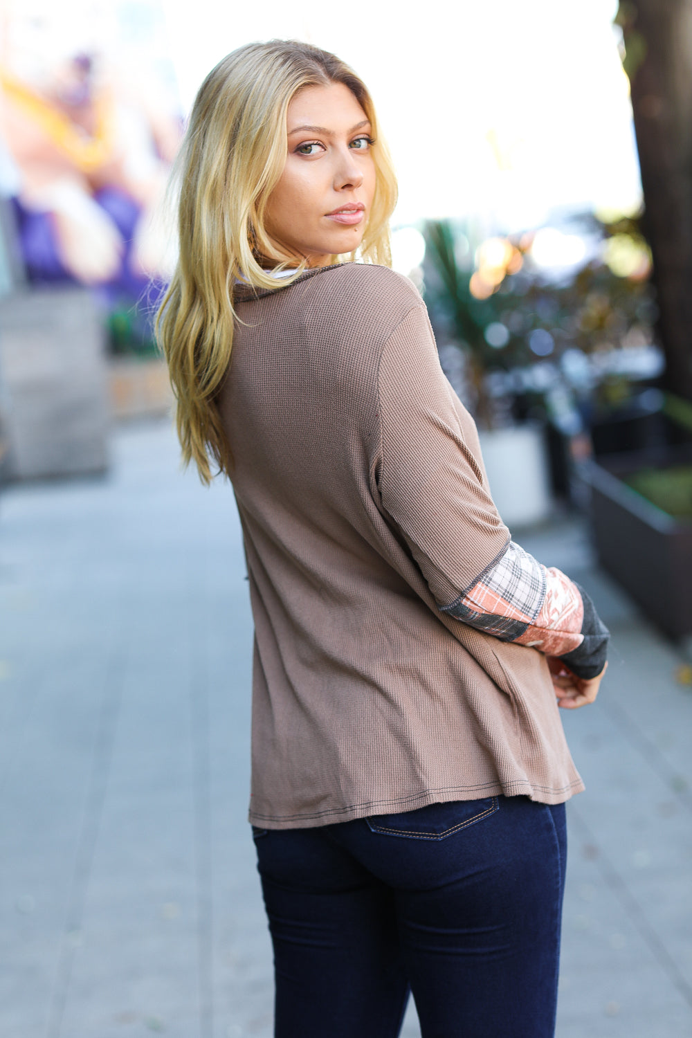 All For You Taupe Thermal Top