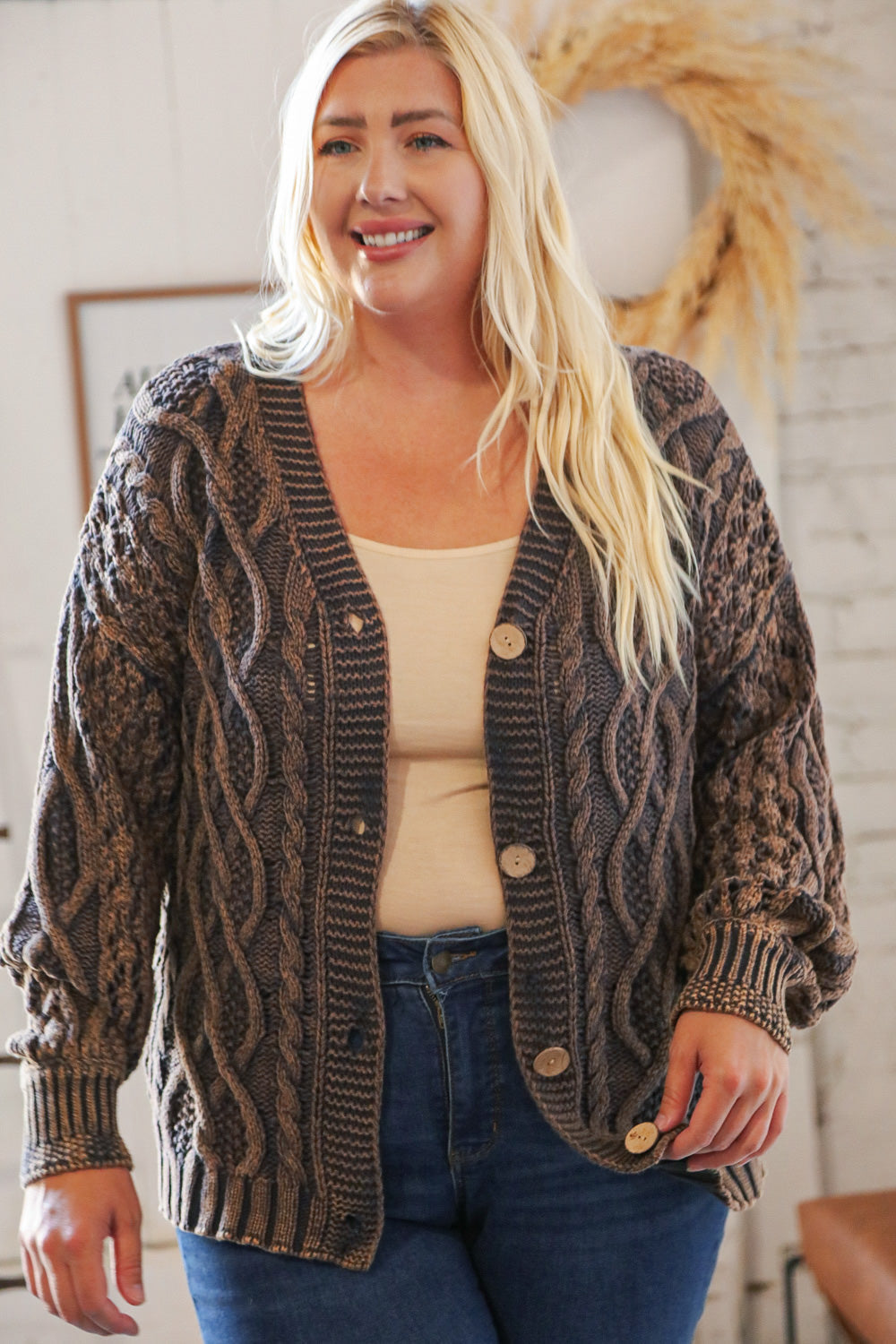 Sister Luck Cable Knit Cropped Cardigan