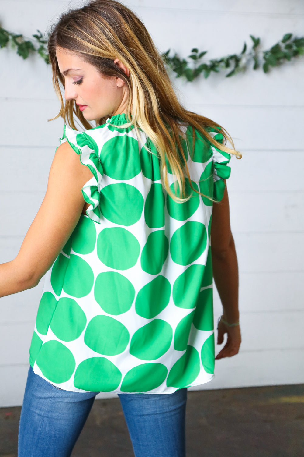 Esme Mock Neck Ruffle Sleeve Top