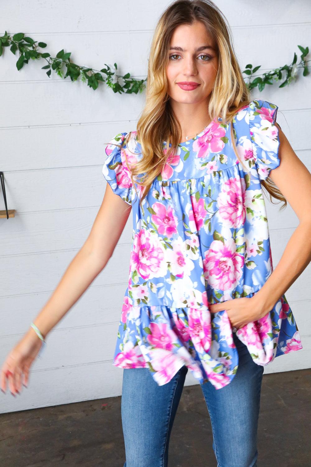 Field Of Dreams Flutter Sleeve Top