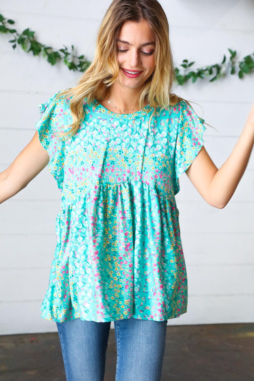 Get Into It Floral Stripe Babydoll Top