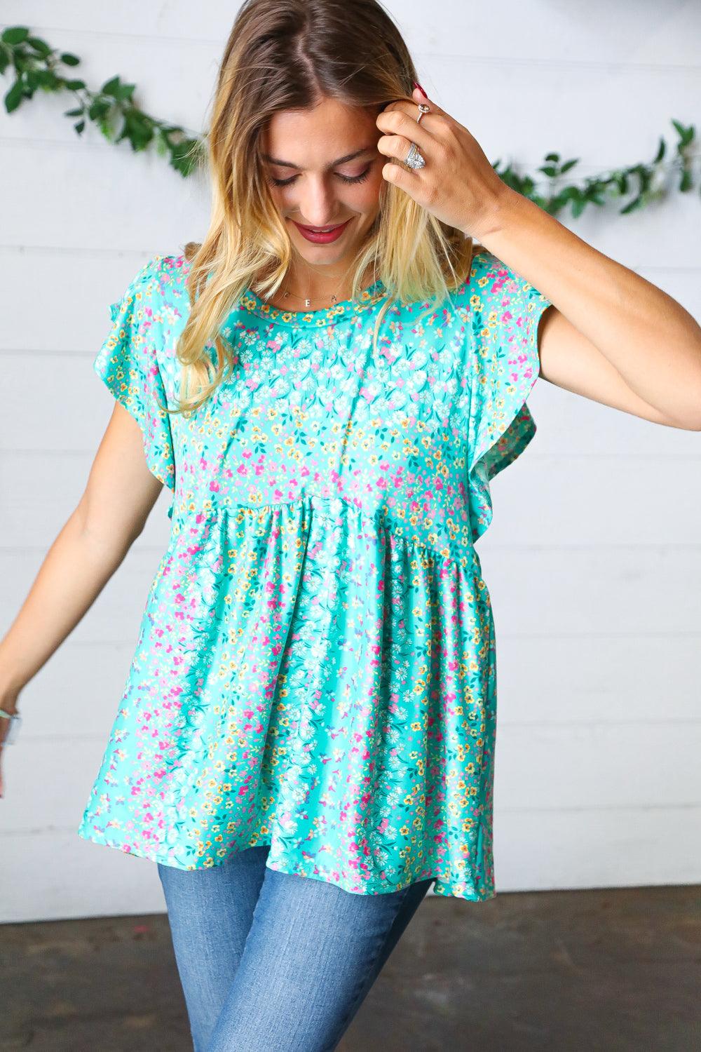 Get Into It Floral Stripe Babydoll Top