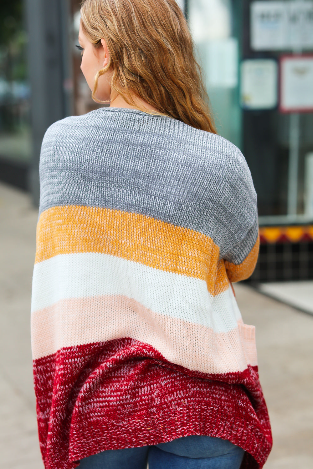 Fall For You Color Block Open Cardigan