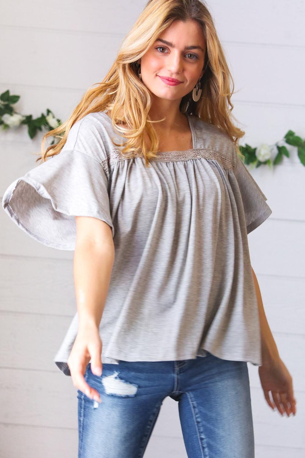 Stay Awhile Crochet Square Neck Top - Atomic Wildflower