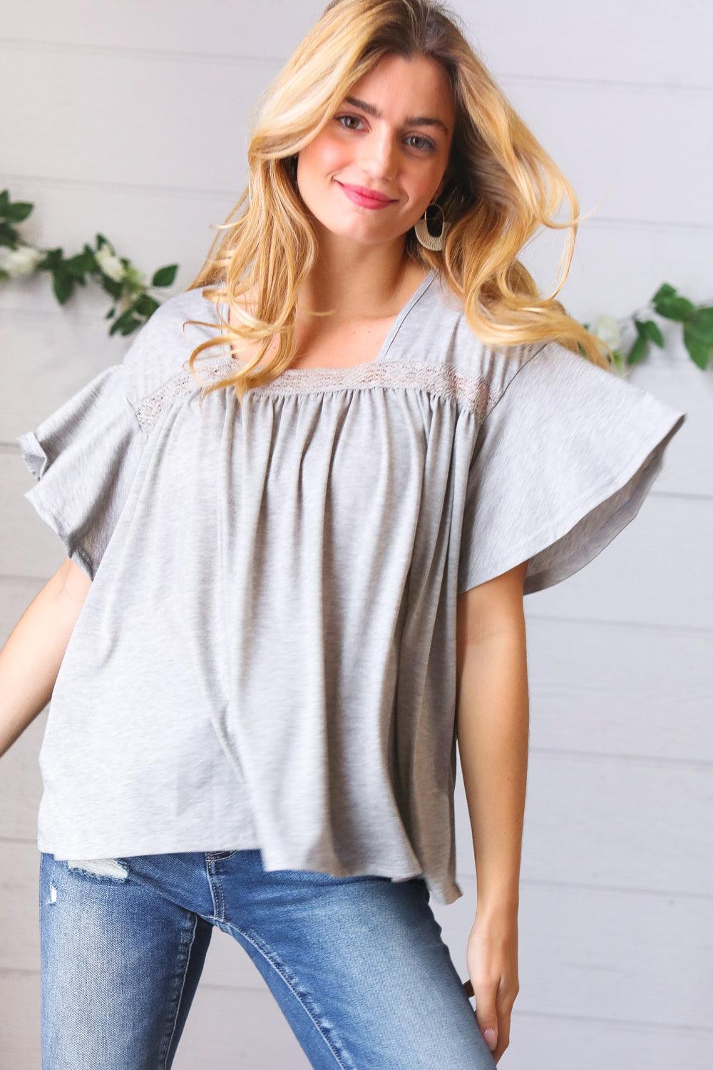Stay Awhile Crochet Square Neck Top - Atomic Wildflower