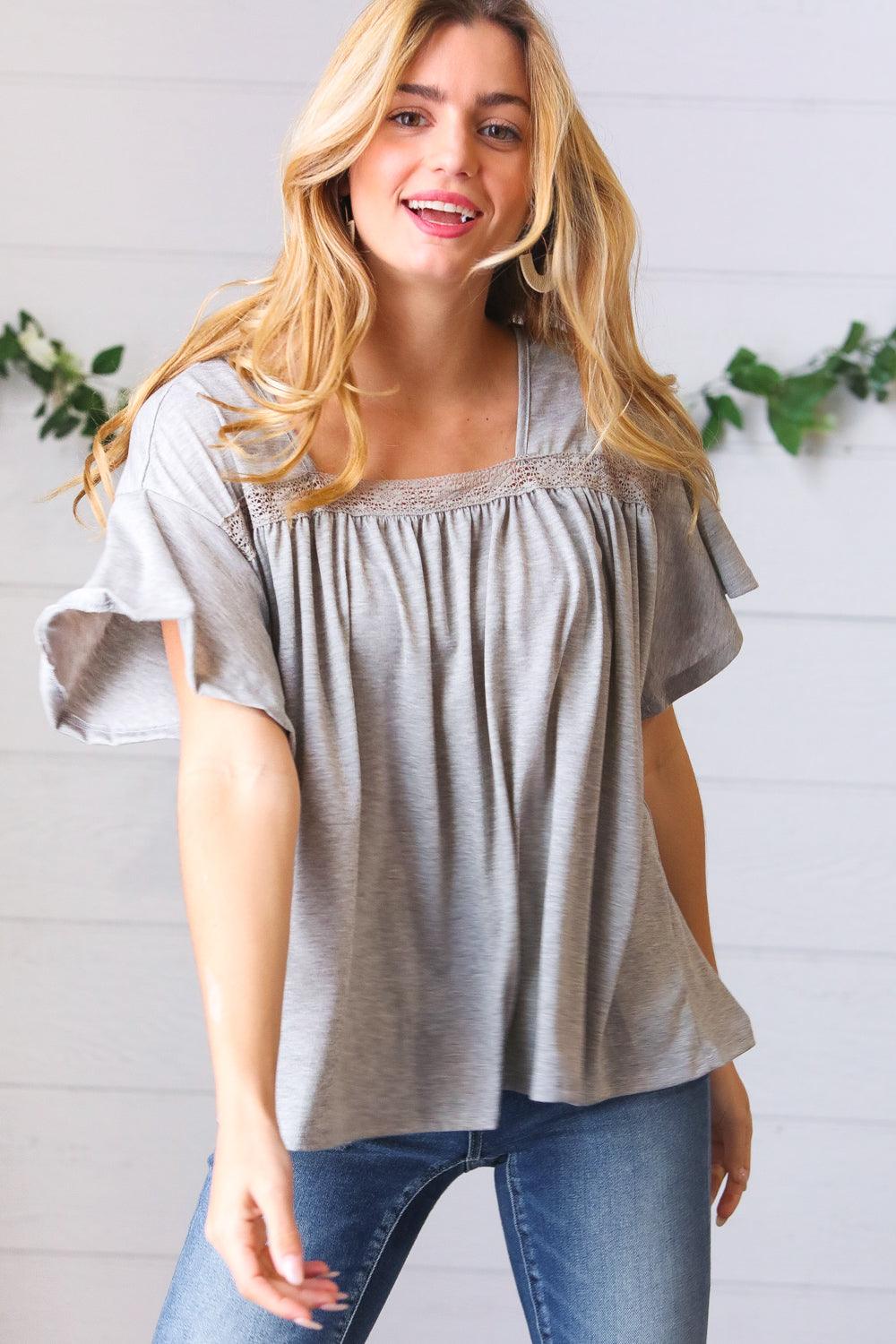 Stay Awhile Crochet Square Neck Top - Atomic Wildflower