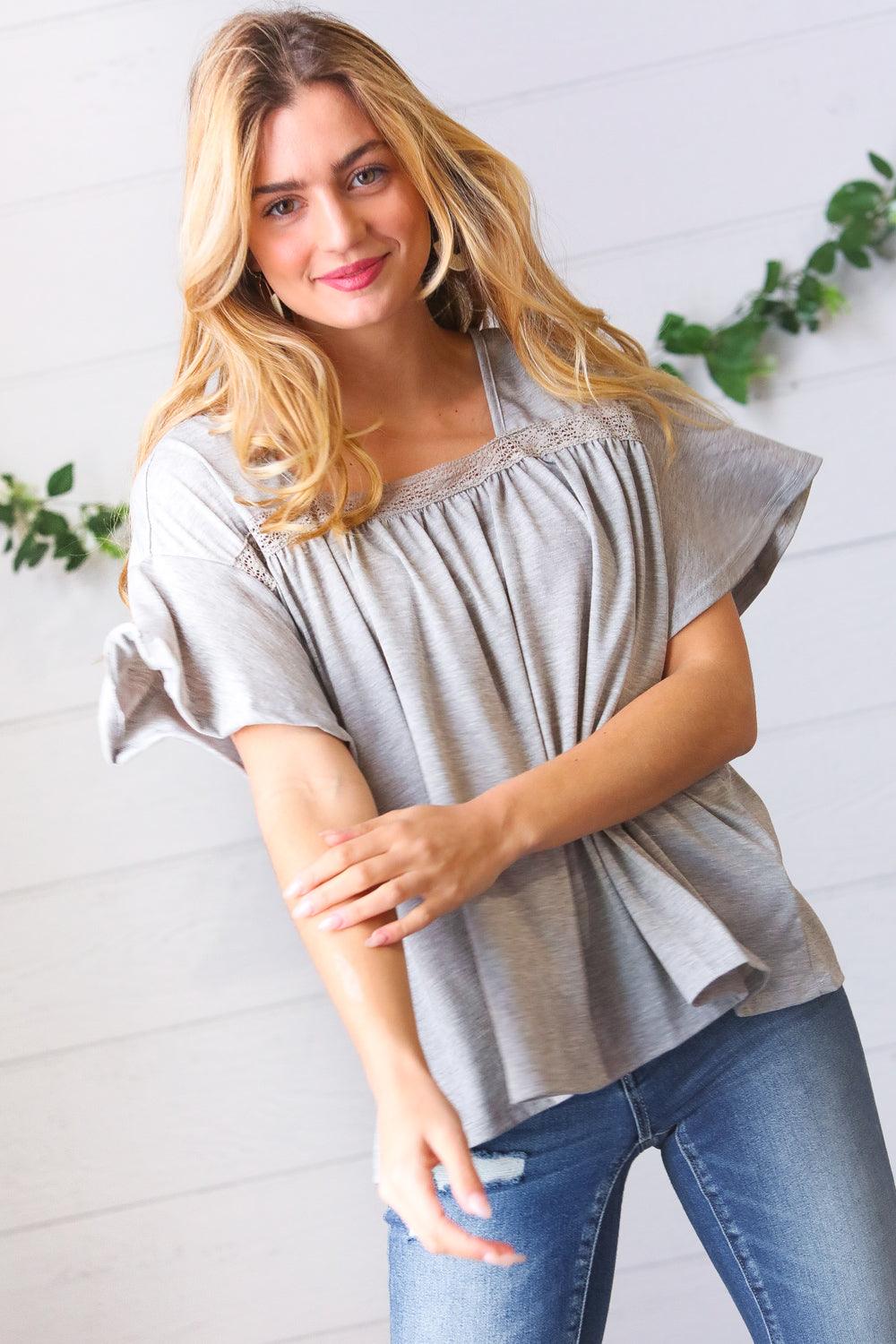 Stay Awhile Crochet Square Neck Top - Atomic Wildflower