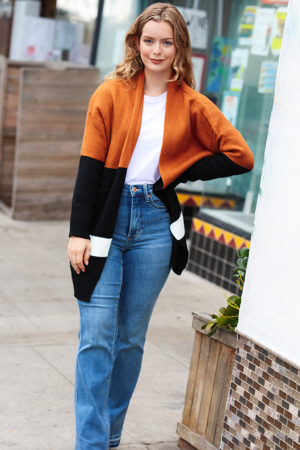 Layer Me Up Color Block Knit Open Cardigan
