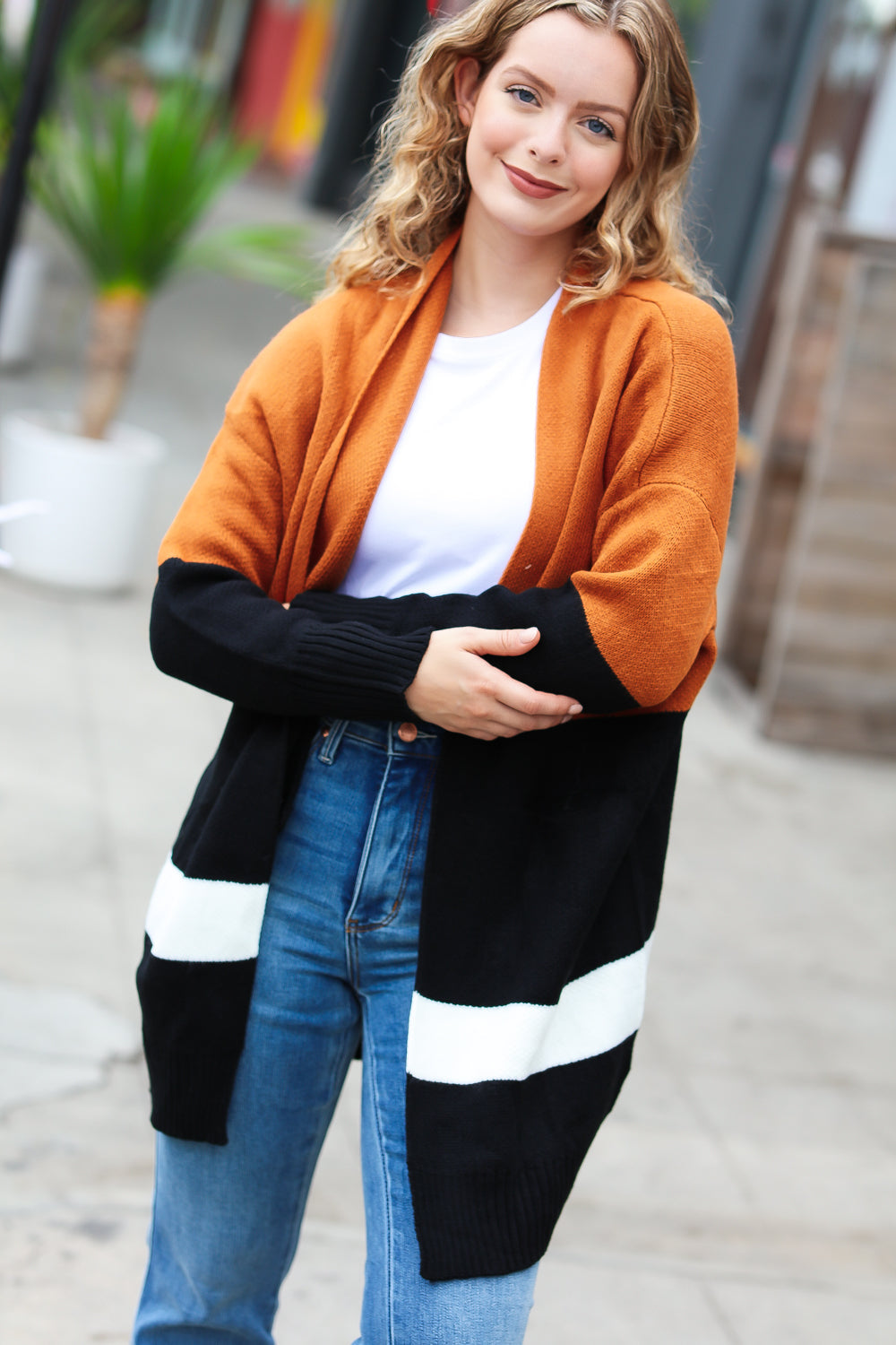 Layer Me Up Color Block Knit Open Cardigan