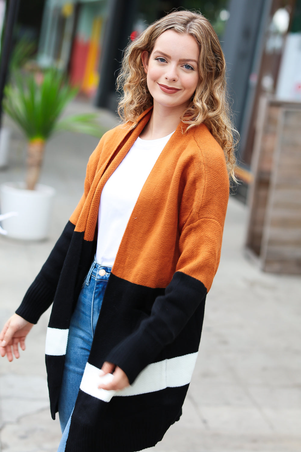 Layer Me Up Color Block Knit Open Cardigan