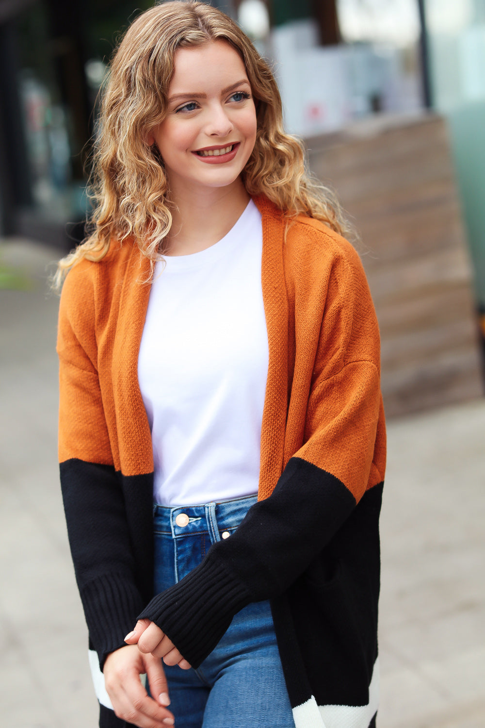 Layer Me Up Color Block Knit Open Cardigan