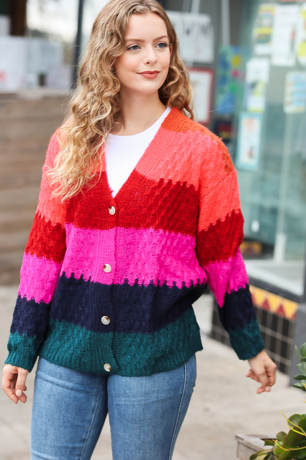 Make Your Day Honeycomb Knit Button Down Cardigan