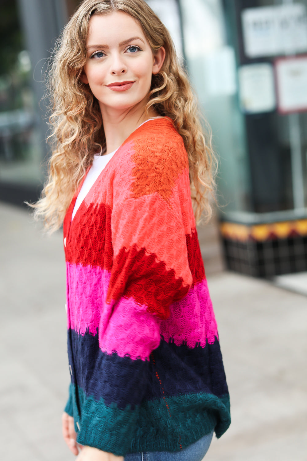Make Your Day Honeycomb Knit Button Down Cardigan