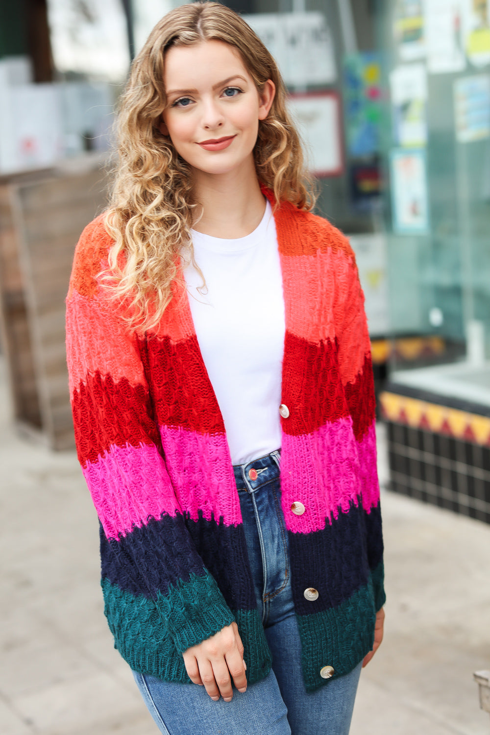 Make Your Day Honeycomb Knit Button Down Cardigan