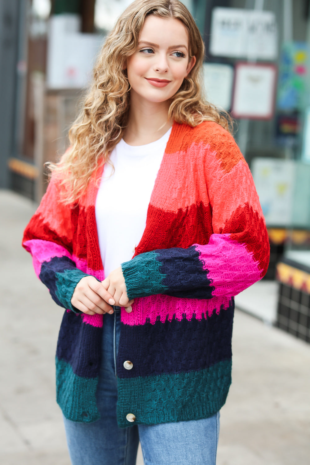 Make Your Day Honeycomb Knit Button Down Cardigan