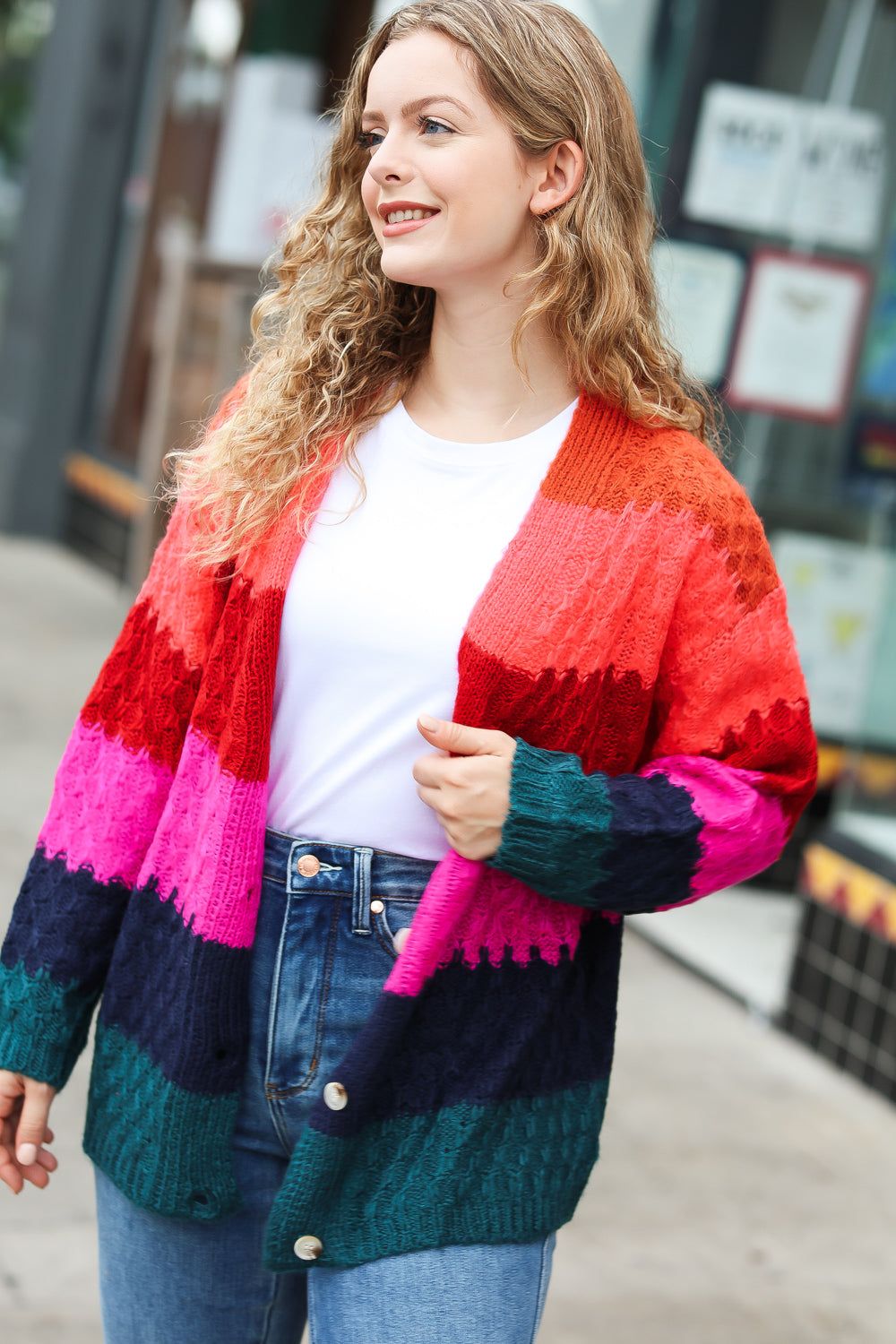 Make Your Day Honeycomb Knit Button Down Cardigan