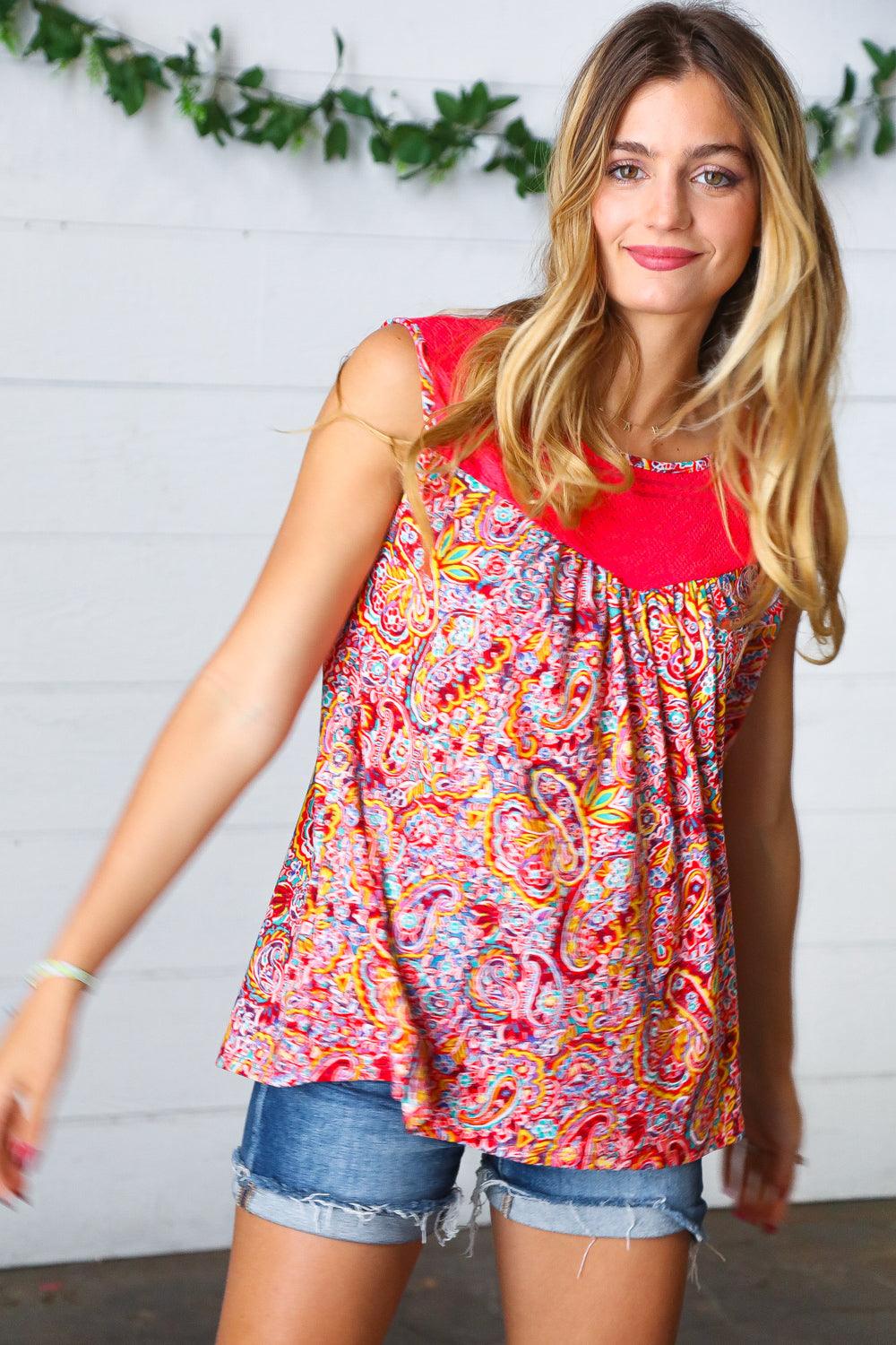 Plenty Of Love Paisley Print Tank Top - Atomic Wildflower