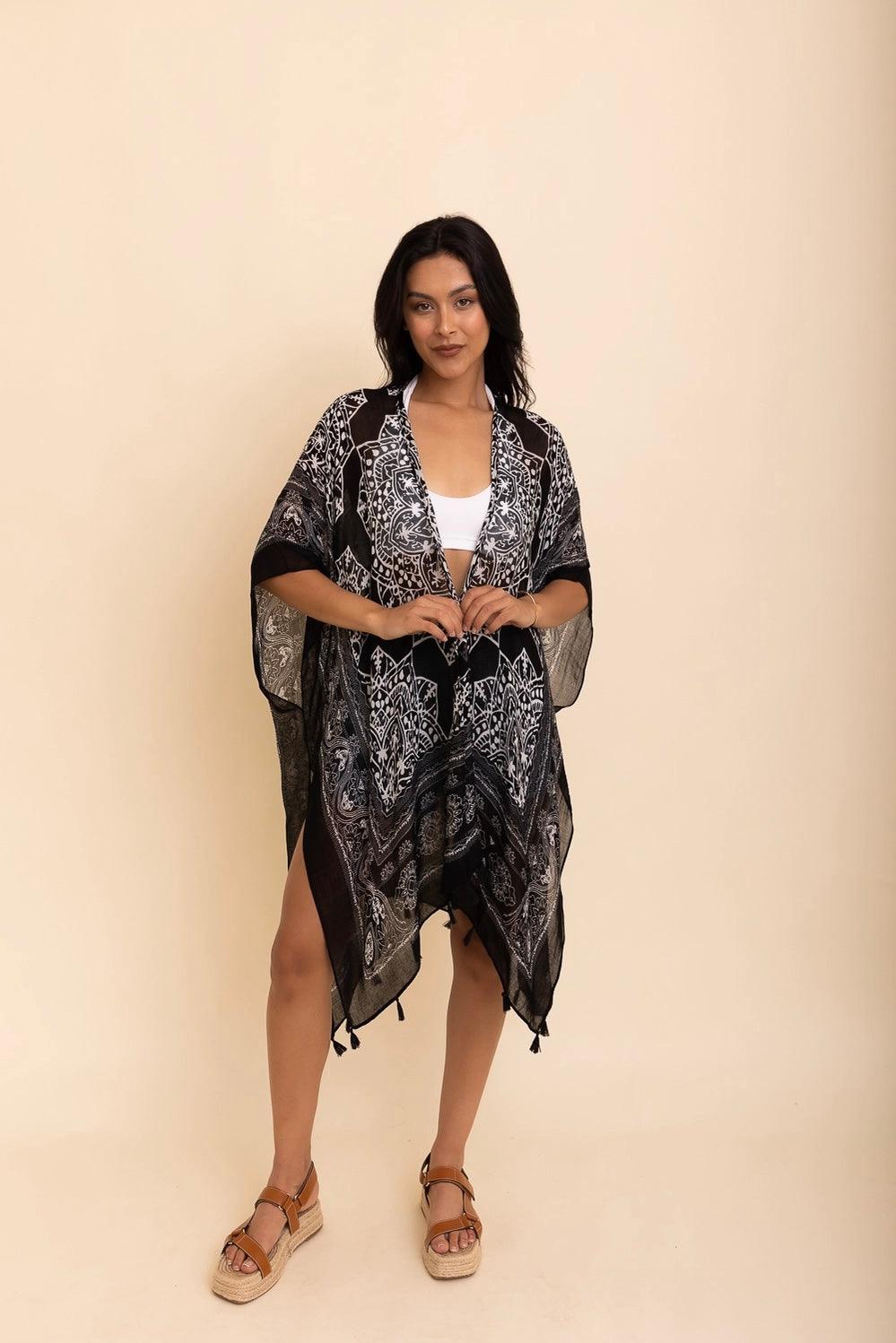 Took My Love Tassel Kimono • Black - Atomic Wildflower