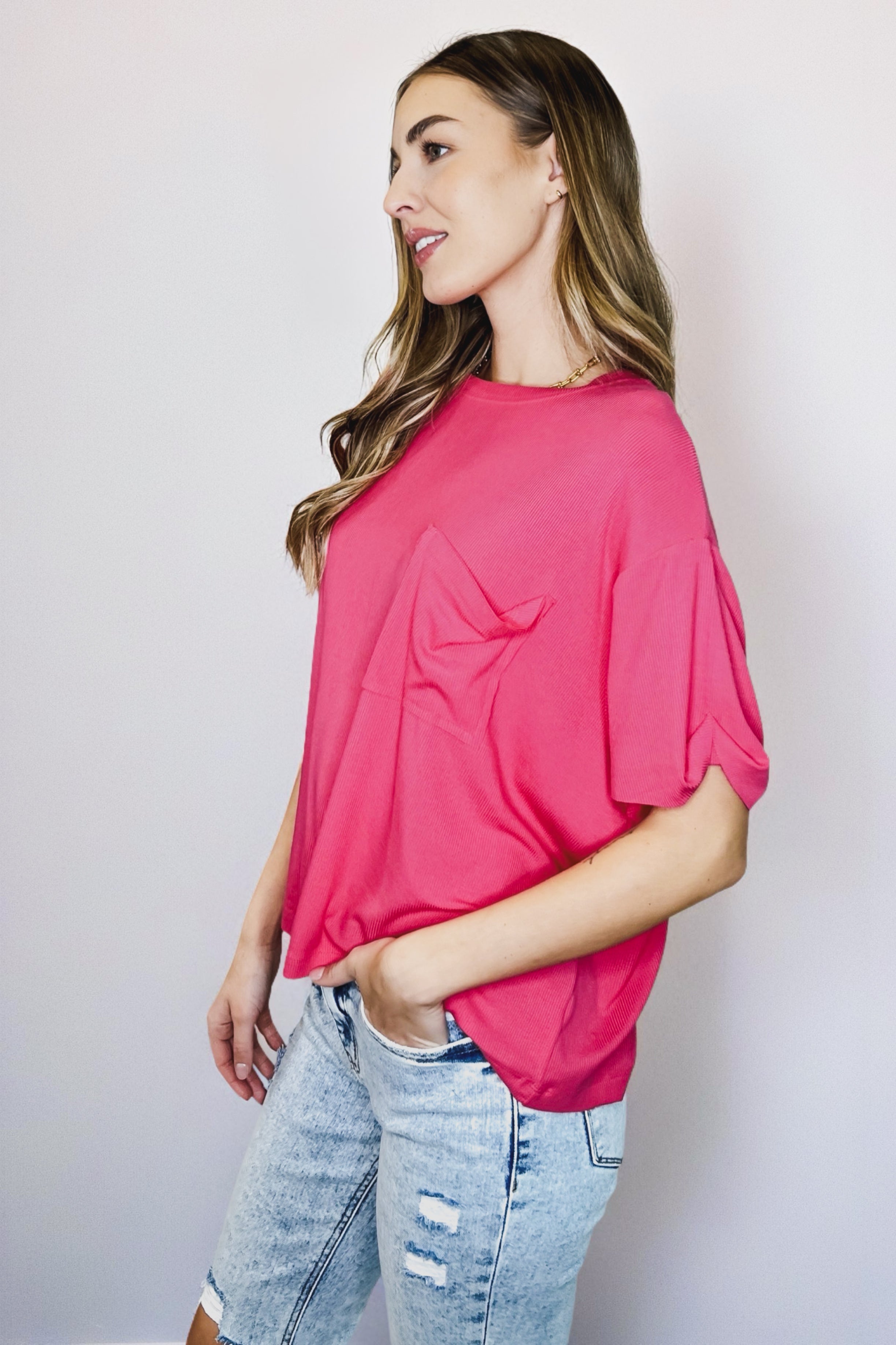 Bare Necessitee Relaxed Tee • Hot Pink