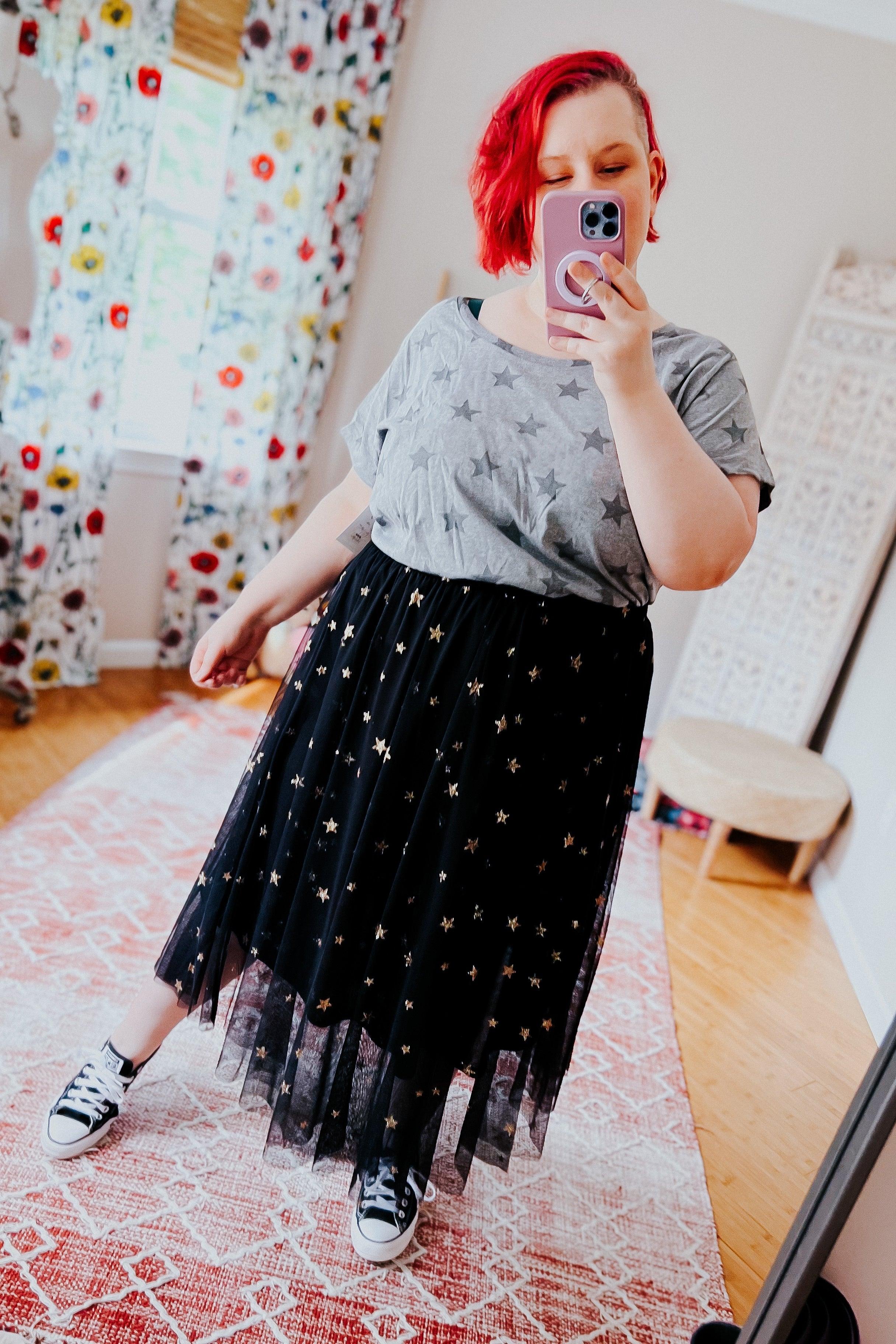 Star Crossed Chiffon Midi Skirt - Atomic Wildflower