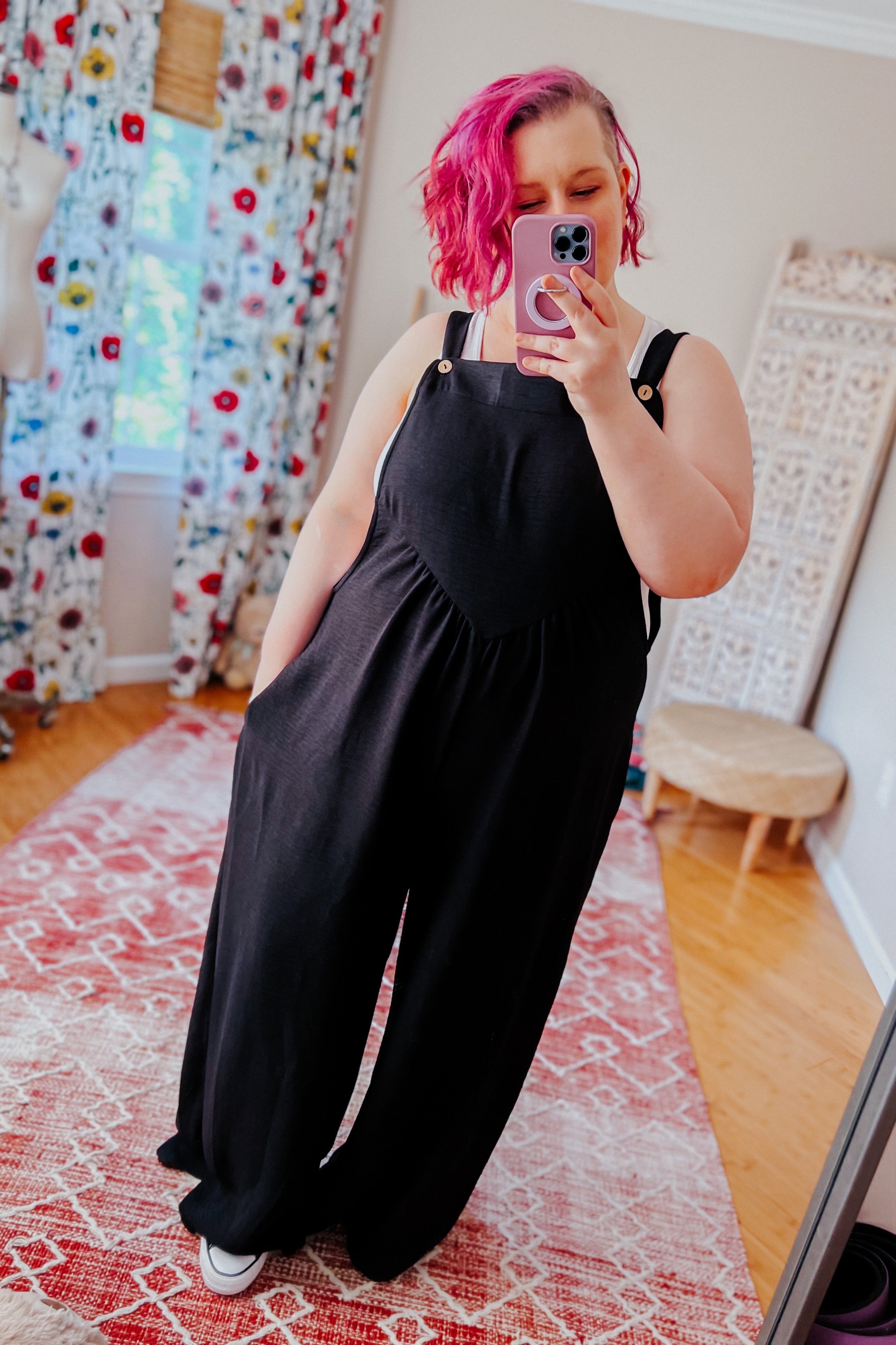 Float Away Wide Leg Overalls • Black