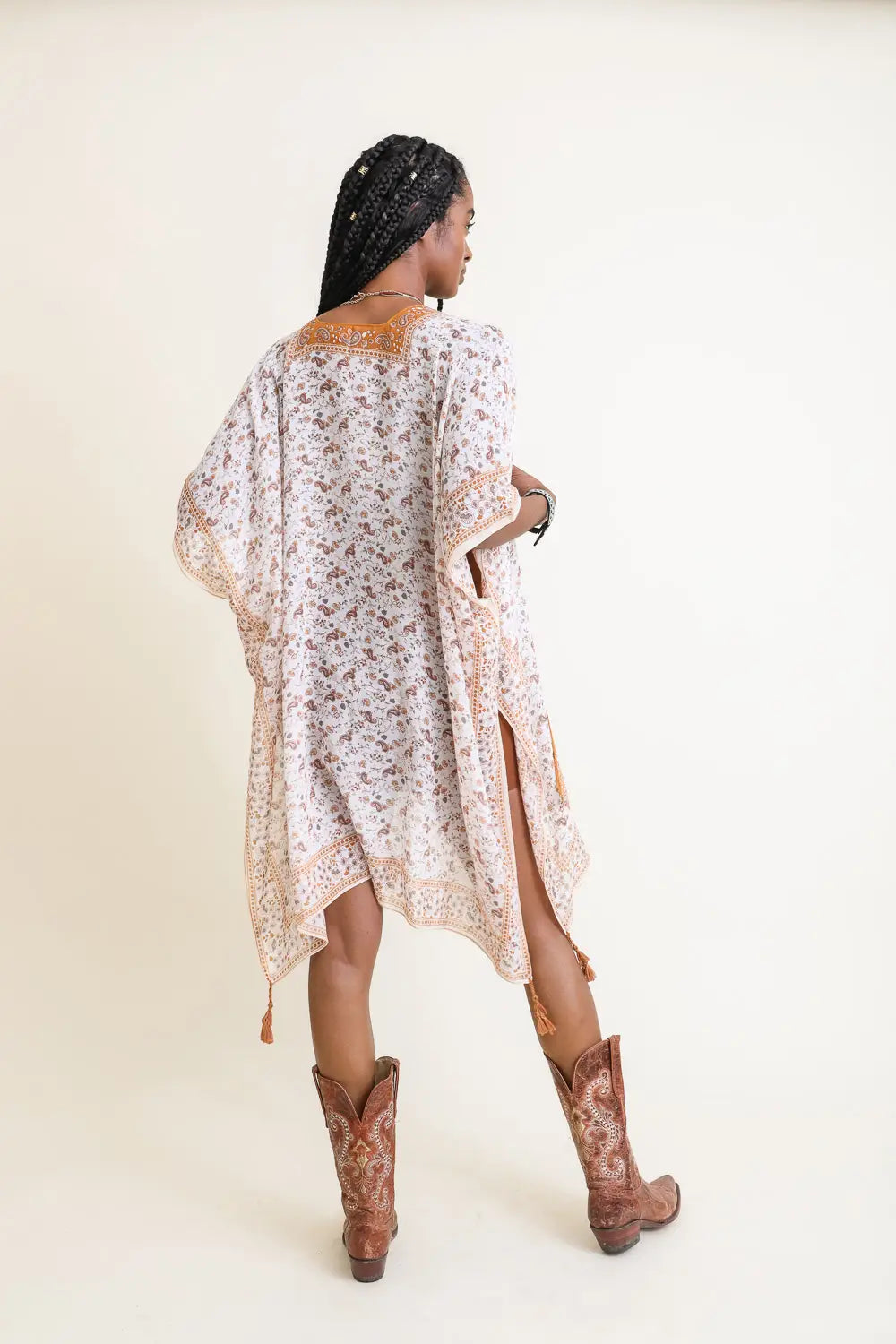 Heat Of The Night Floral Paisley Kimono • Sand - Atomic Wildflower