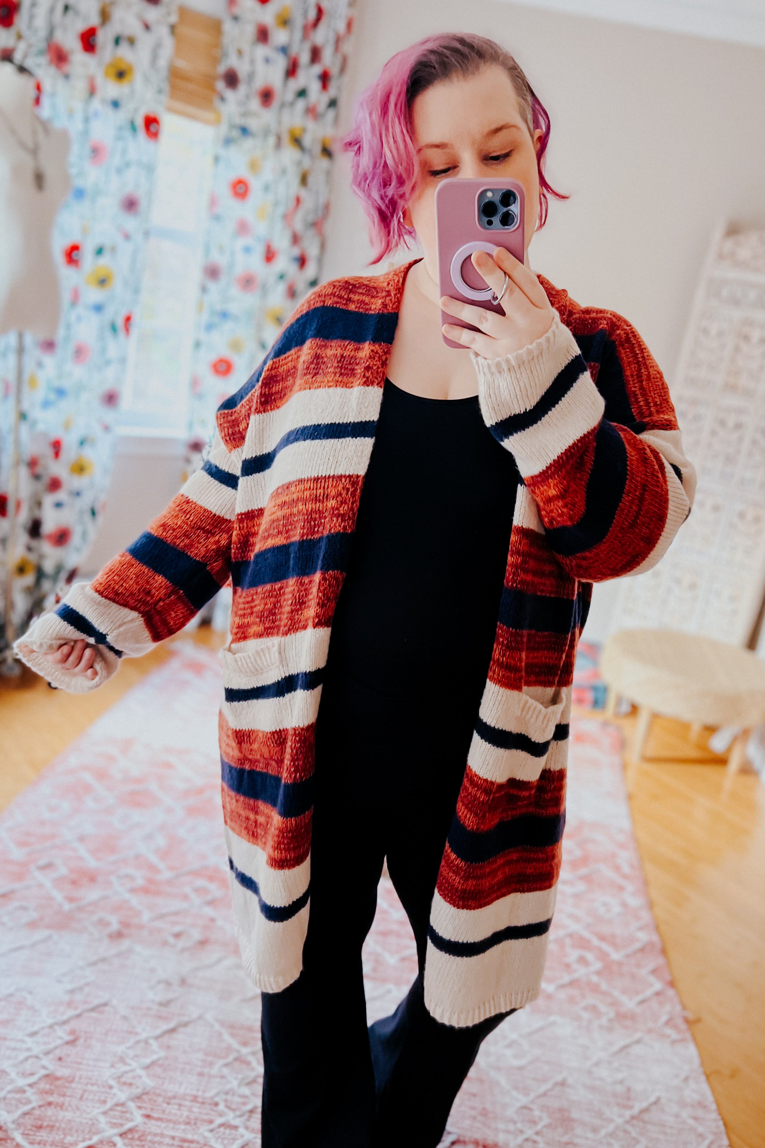 All Put Together Striped Pocketed Cardigan