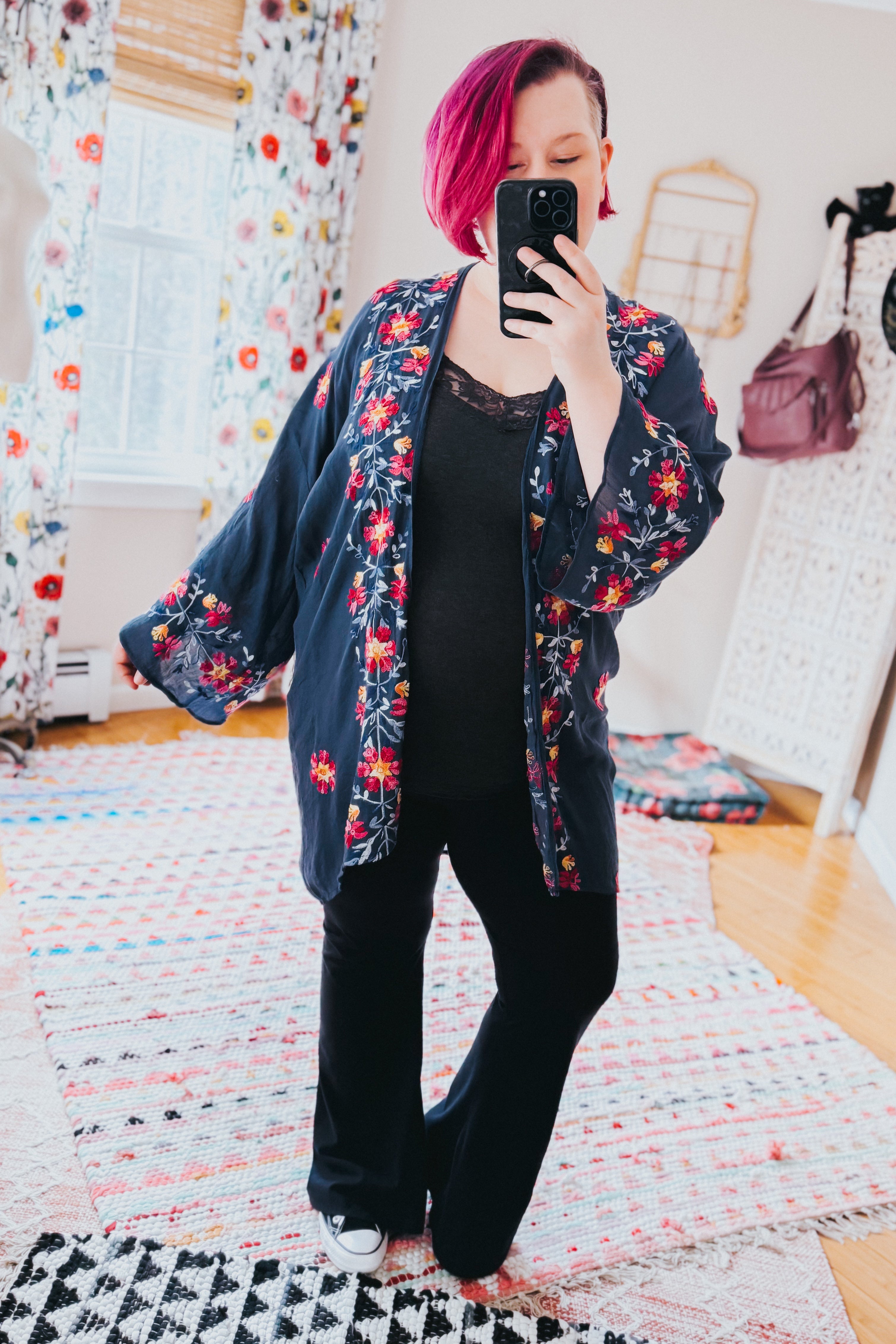 The Sweet Life Embroidered Duster • Navy