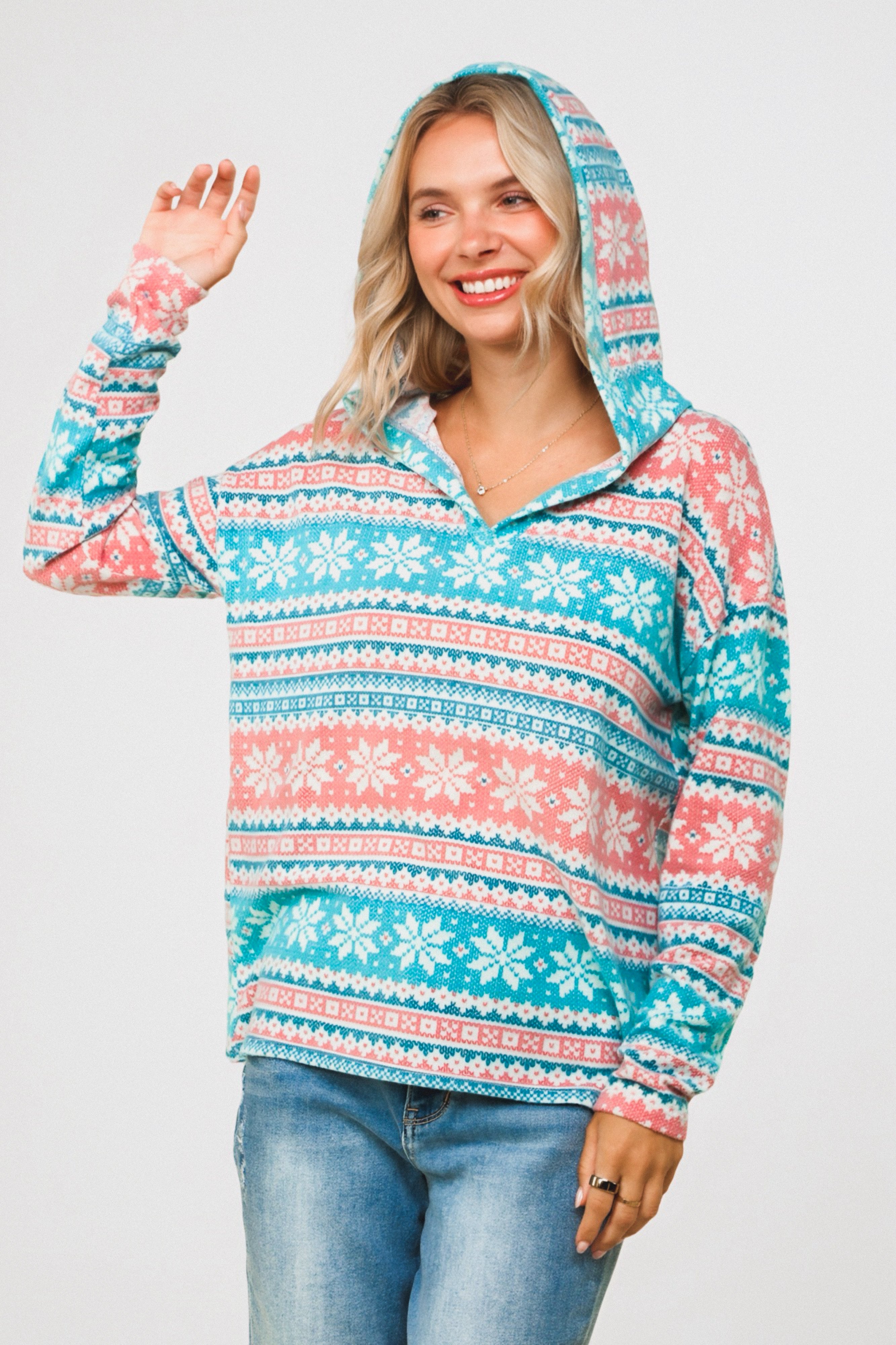 Frosted Cheer Deep V Hoodie