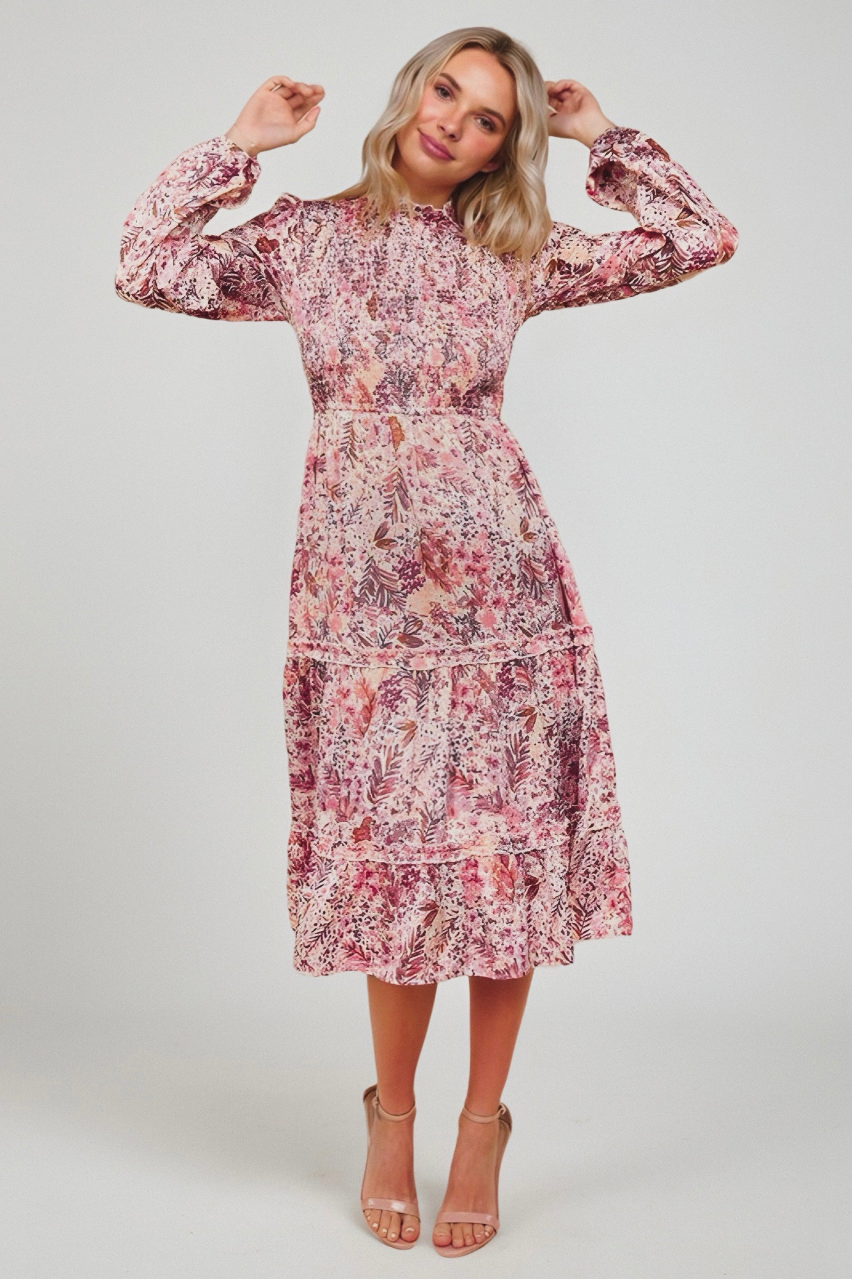 Bloom and Twirl Satin Floral Dress