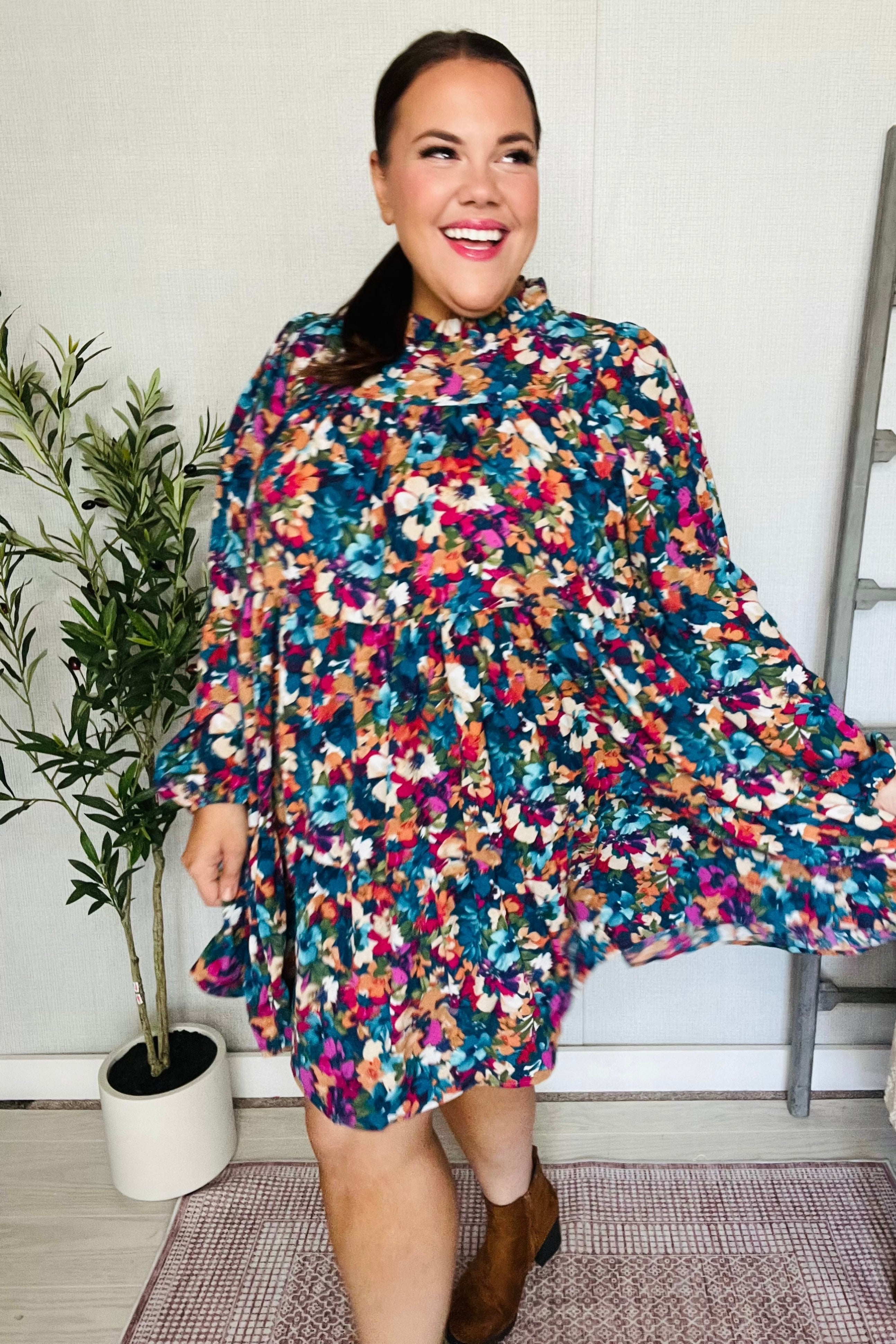 Garden Musings Mock Neck Floral Dress
