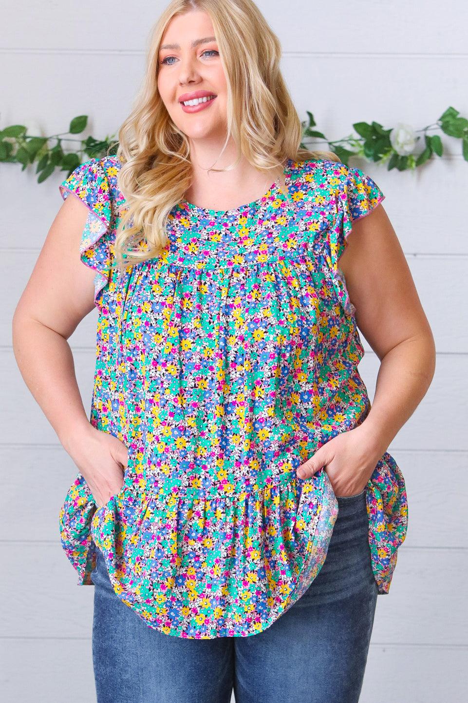 Essentially The Best Floral Print Ruffle Tiered Top
