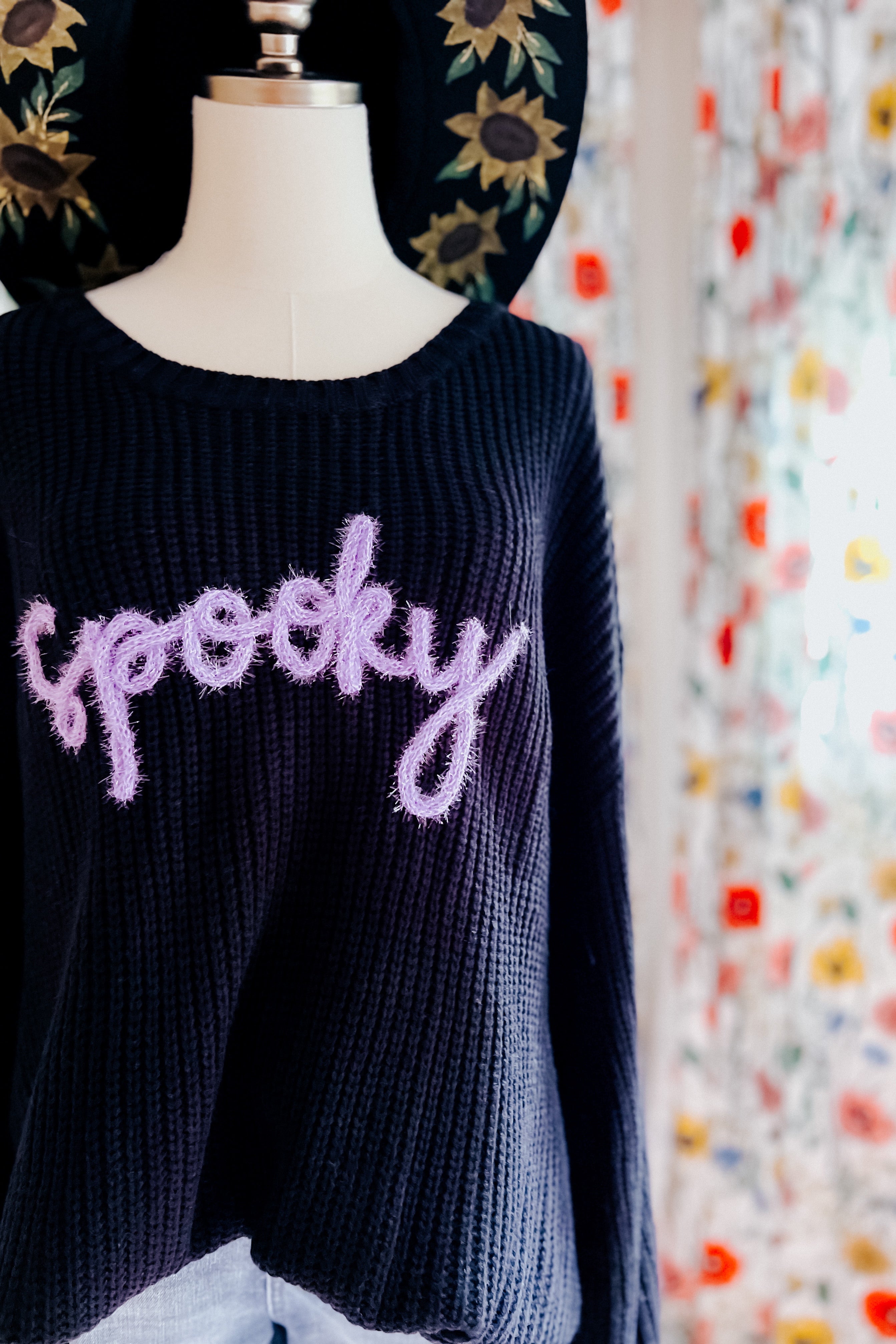 All Eyes On Me Embroidered "Spooky” Sweater