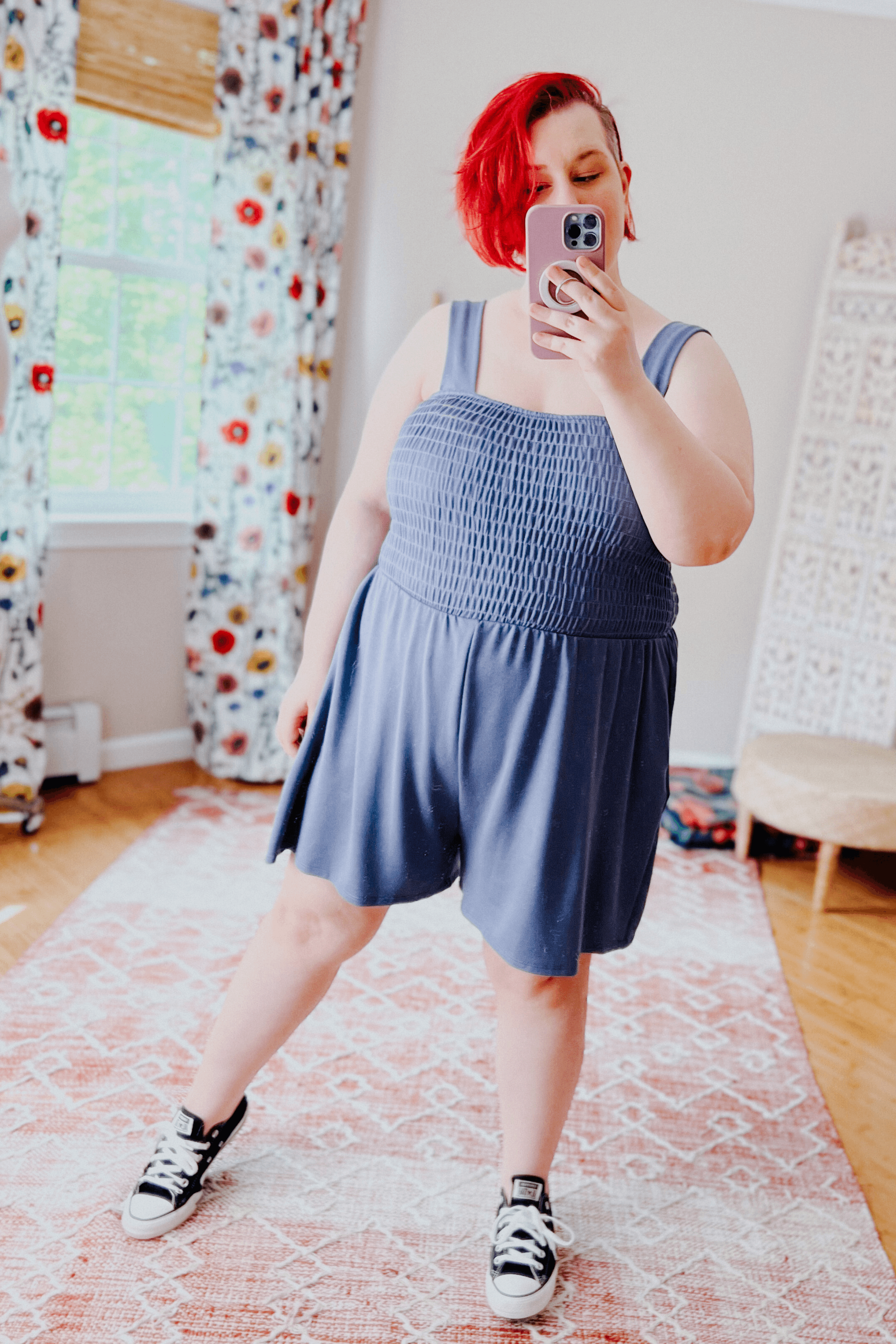 To The Sky Smocked Romper - Atomic Wildflower
