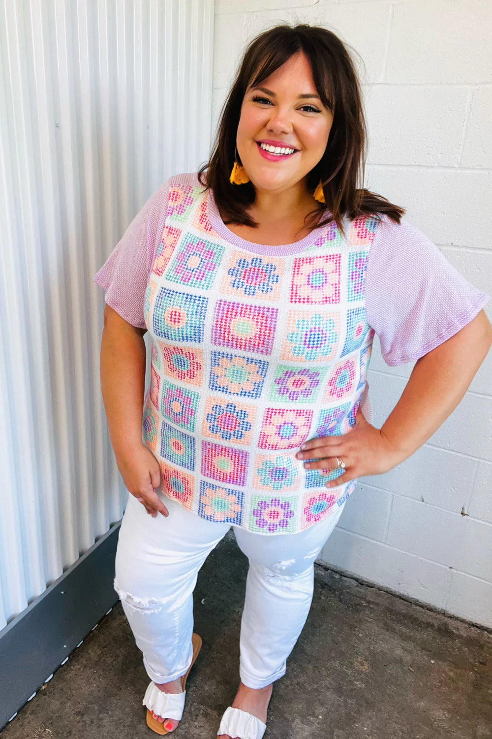 Sophie Flower Power Color Block Top - Atomic Wildflower