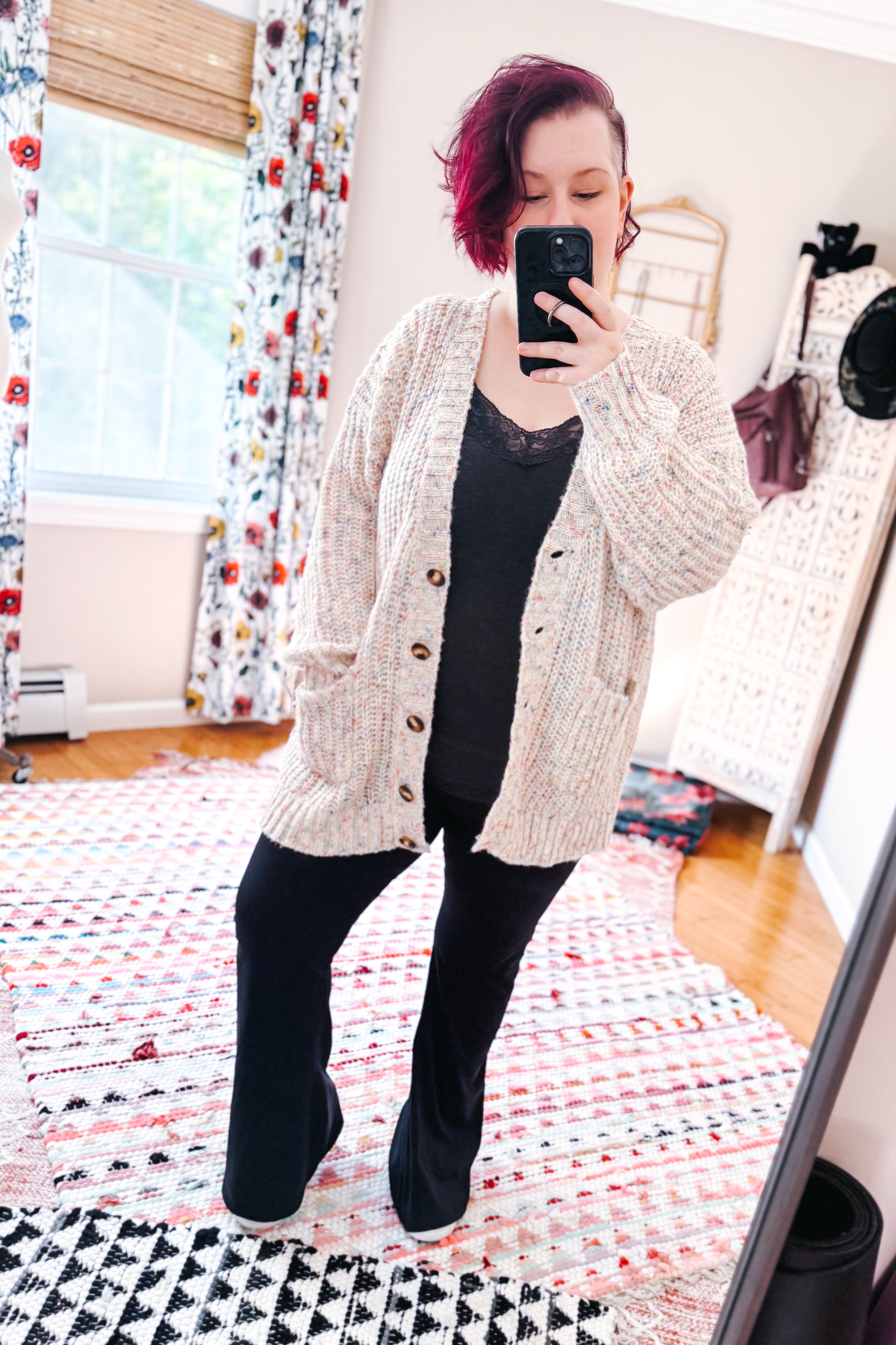 Cozy in Confetti Pocketed Button Cardigan