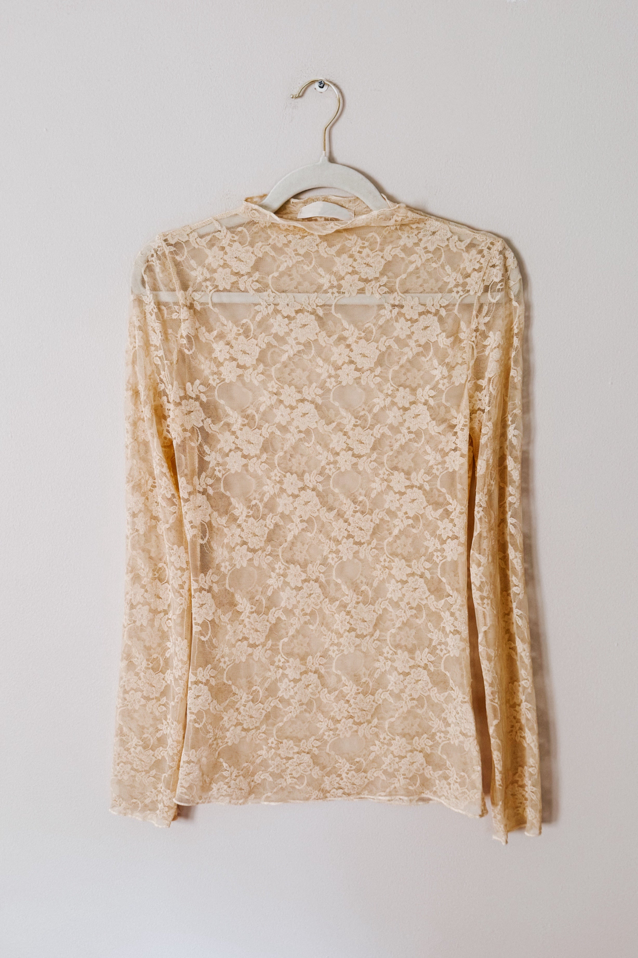 A Feminine Touch Semi Sheer Lace Top • Cream