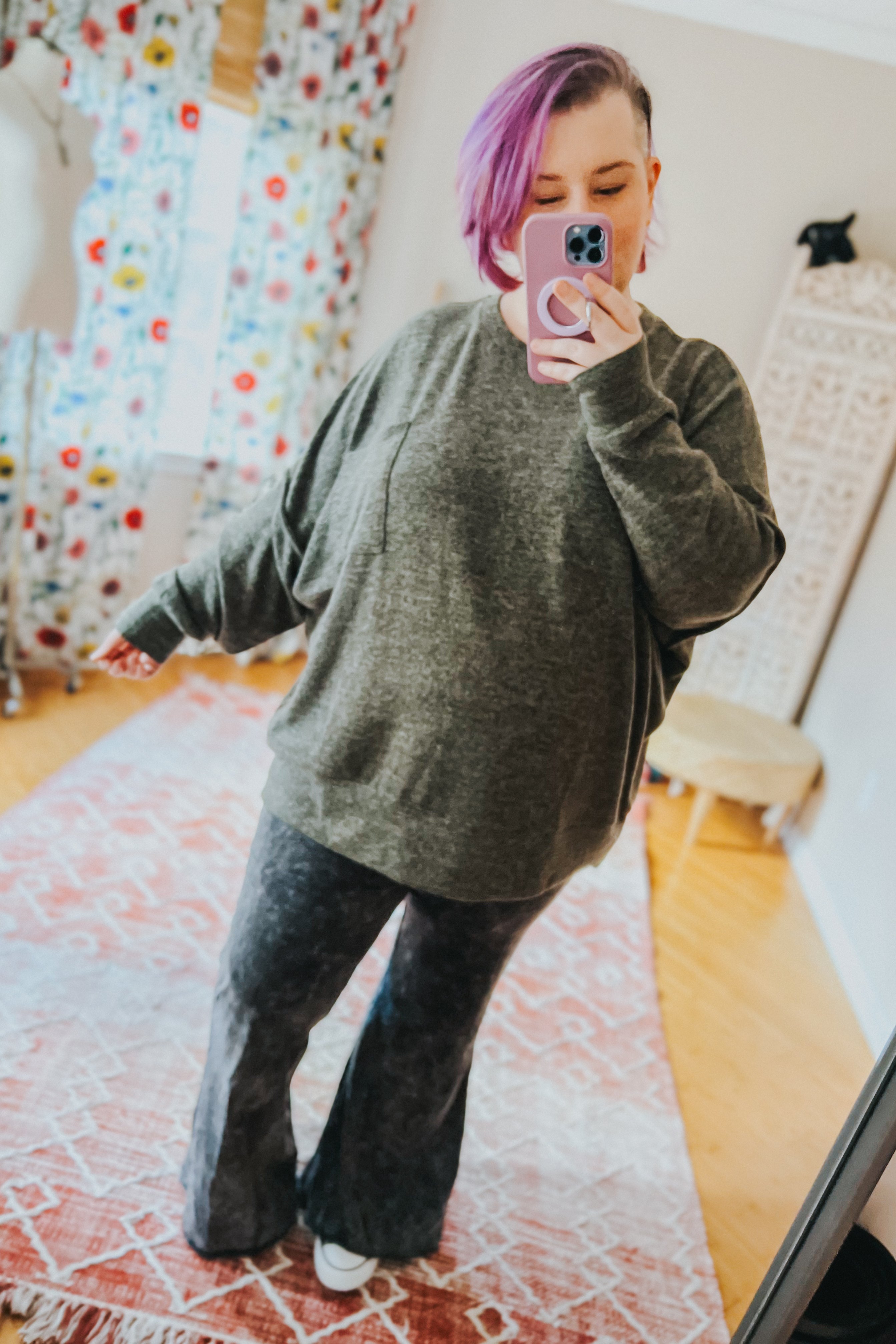 Stay Awhile Melange Sweater • Army Green
