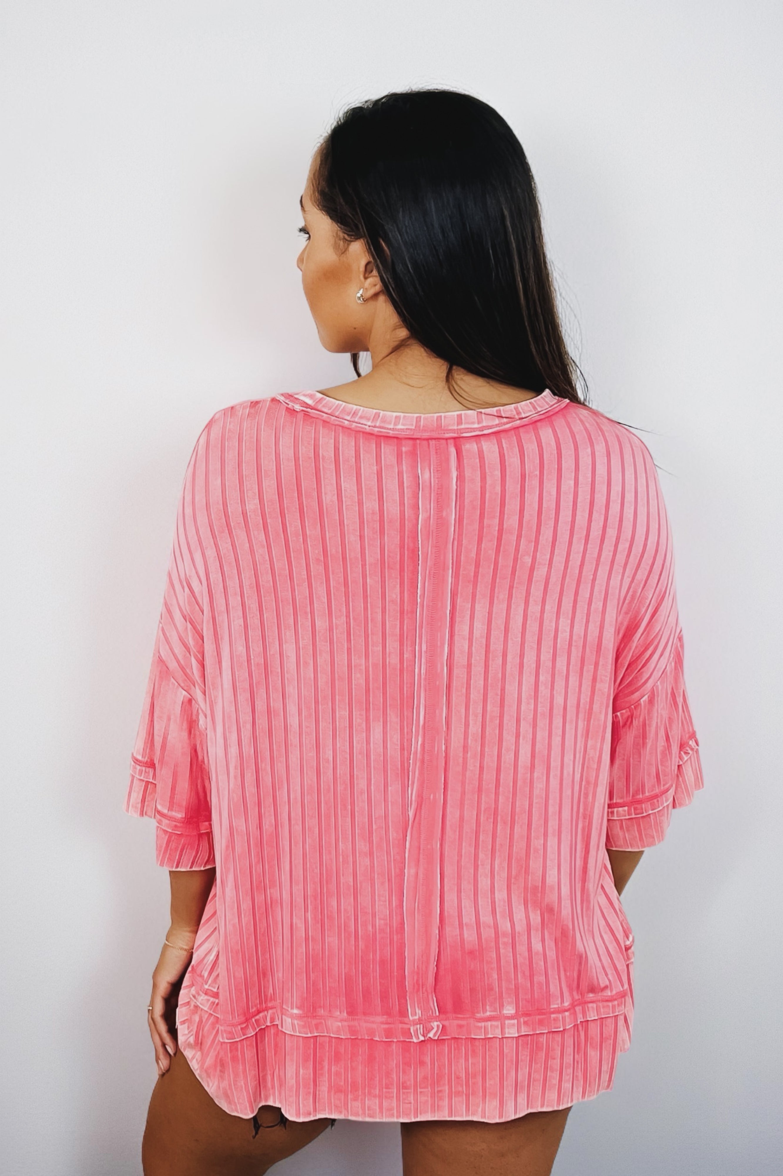 Loosely Speaking Oversized Basic Top • Fuchsia