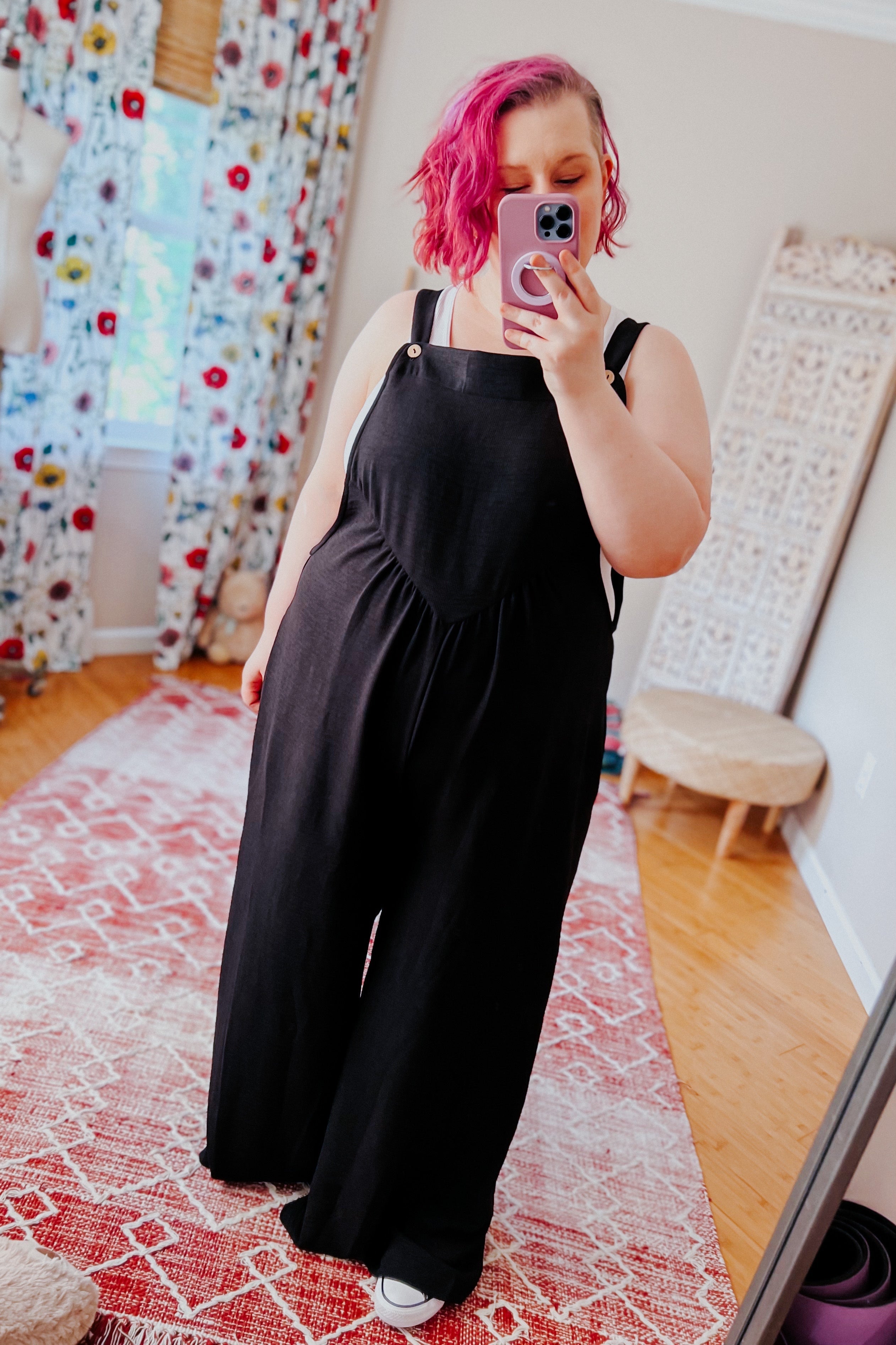 Float Away Wide Leg Overalls • Black