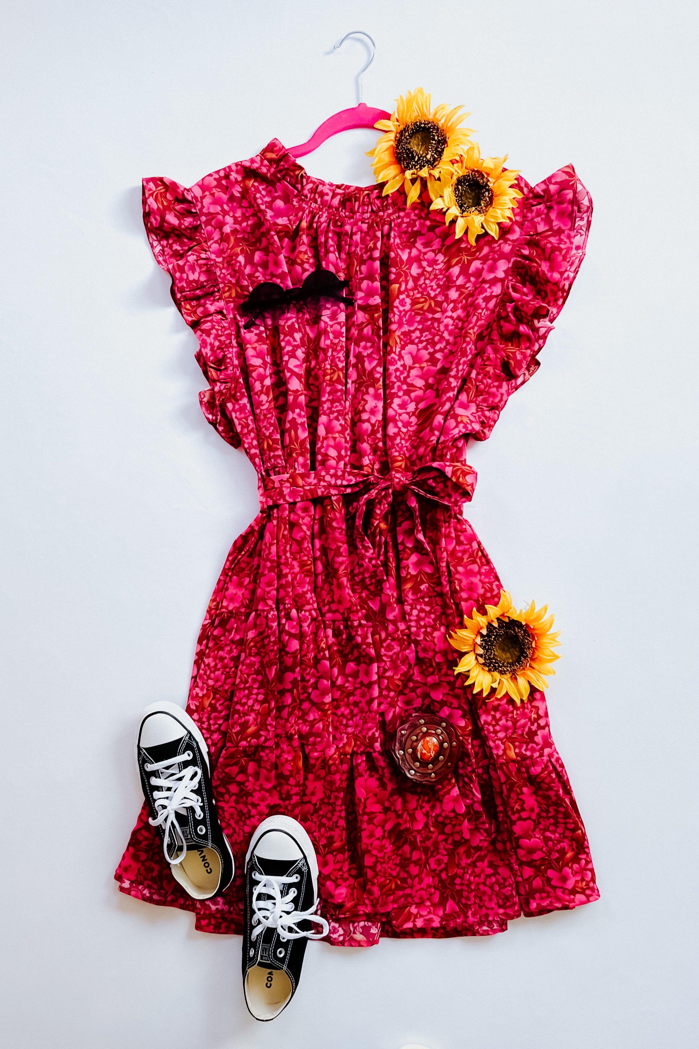 Dawn Floral Ruffle Frill Dress - Atomic Wildflower