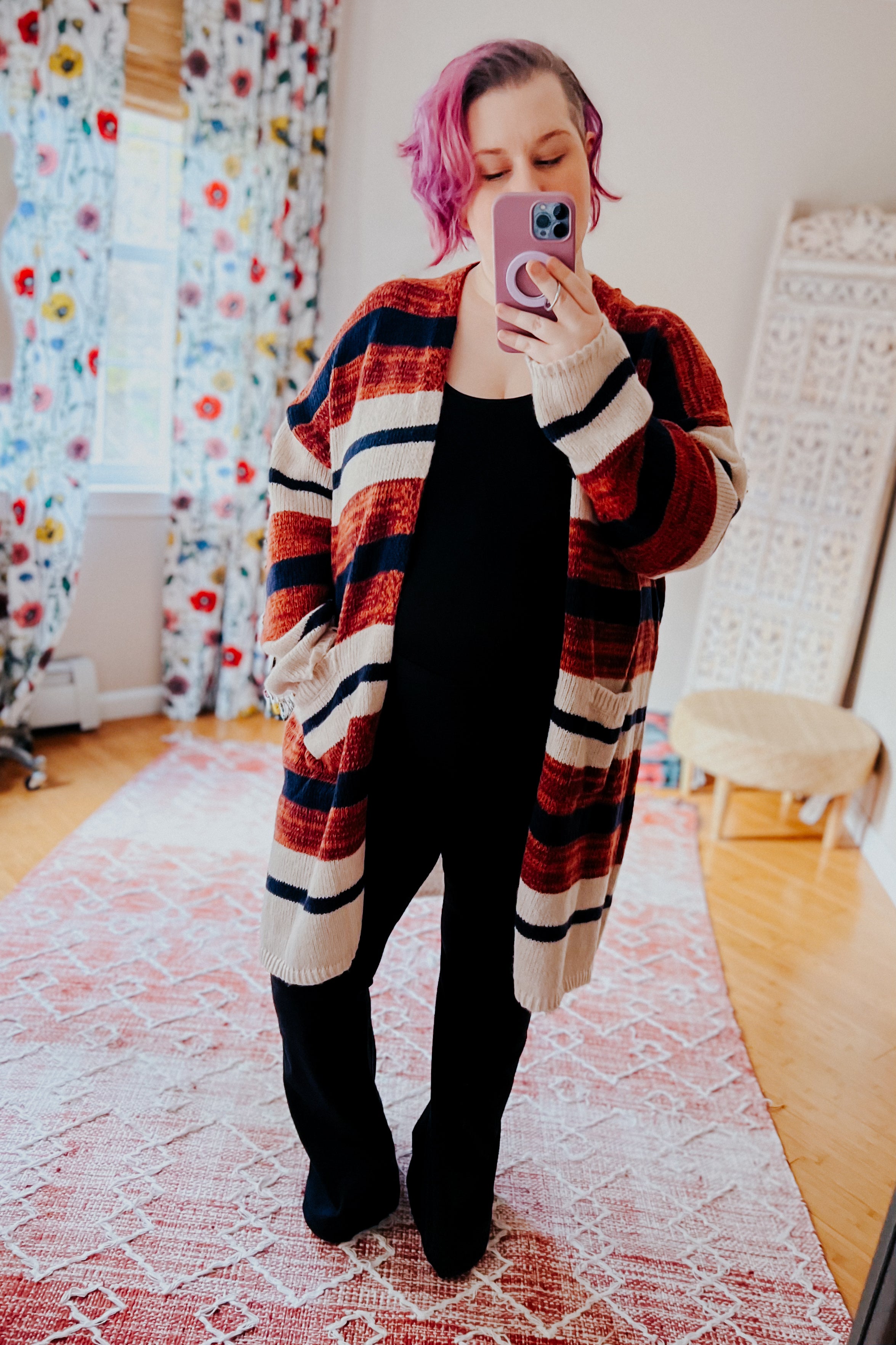 All Put Together Striped Pocketed Cardigan