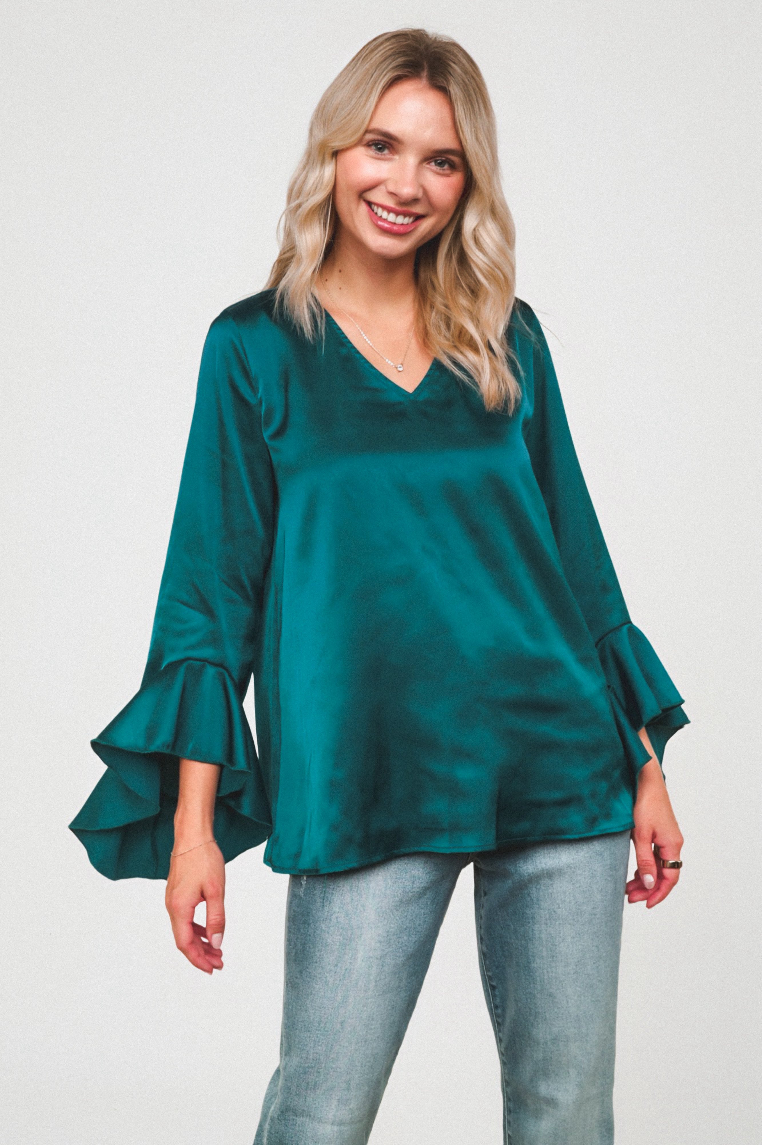 Teal Temptation Silk Blouse