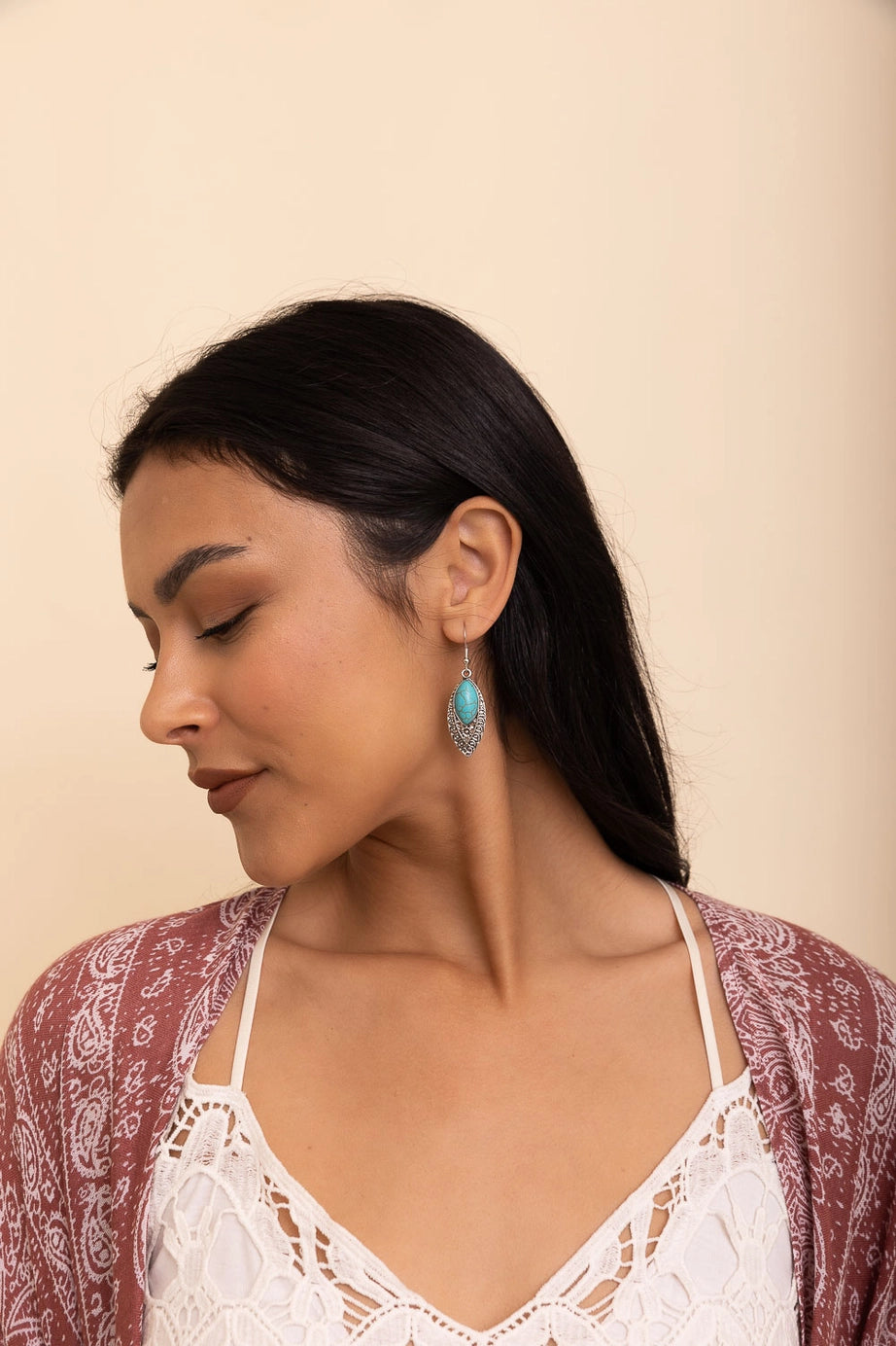 Via Vintage Engraved Turquoise Earrings