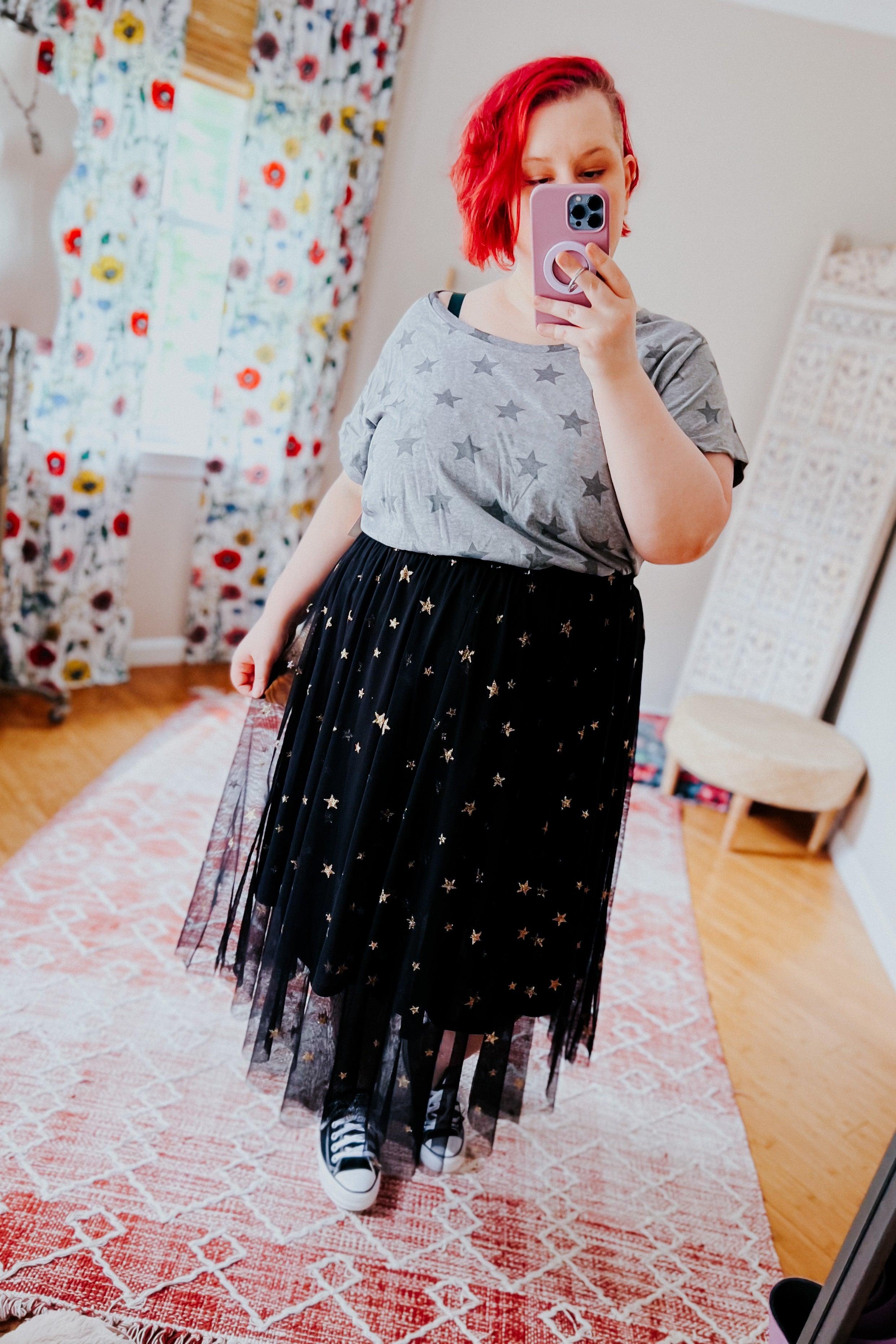 Star Crossed Chiffon Midi Skirt - Atomic Wildflower